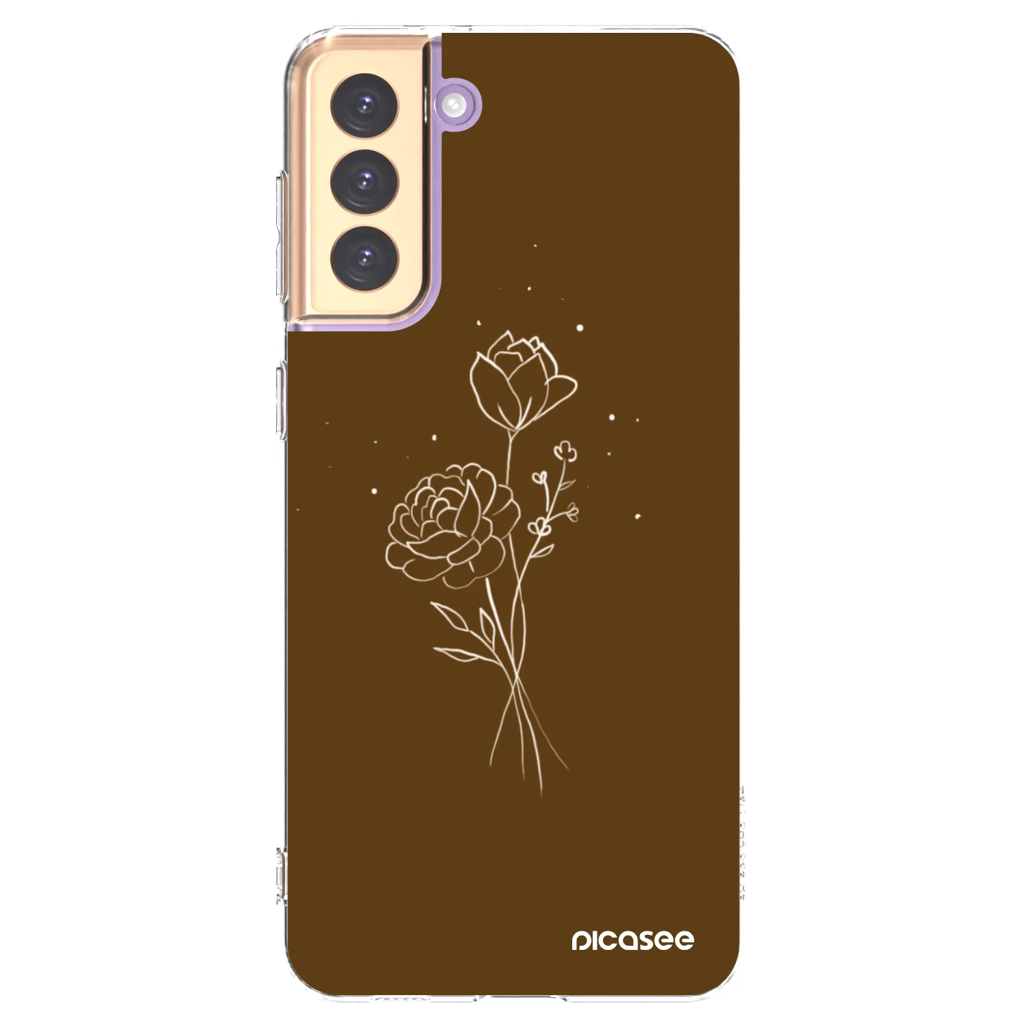 Picasee silikónový prehľadný obal pre Samsung Galaxy S21+ 5G G996F - Brown flowers