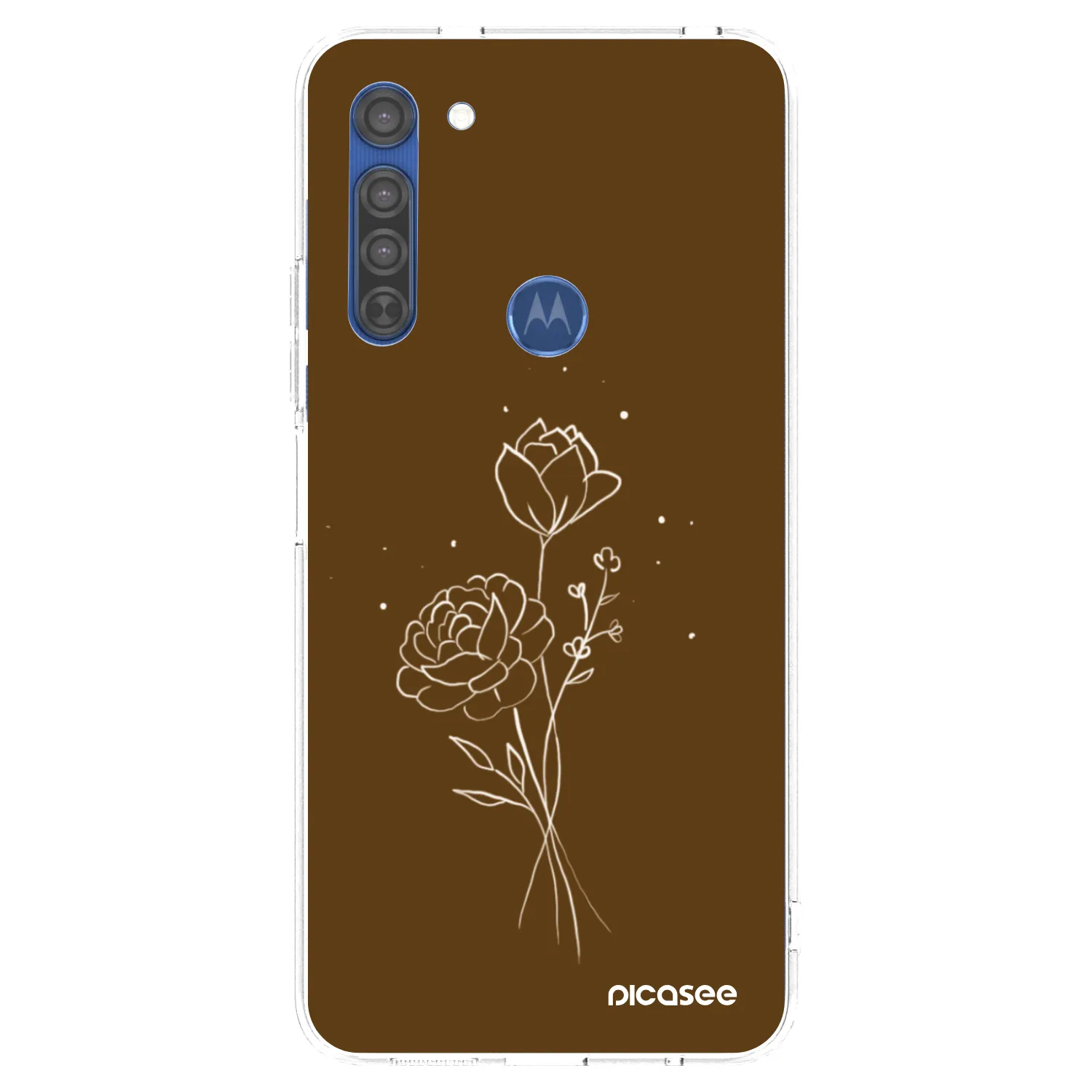 Picasee silikónový prehľadný obal pre Motorola Moto G8 - Brown flowers