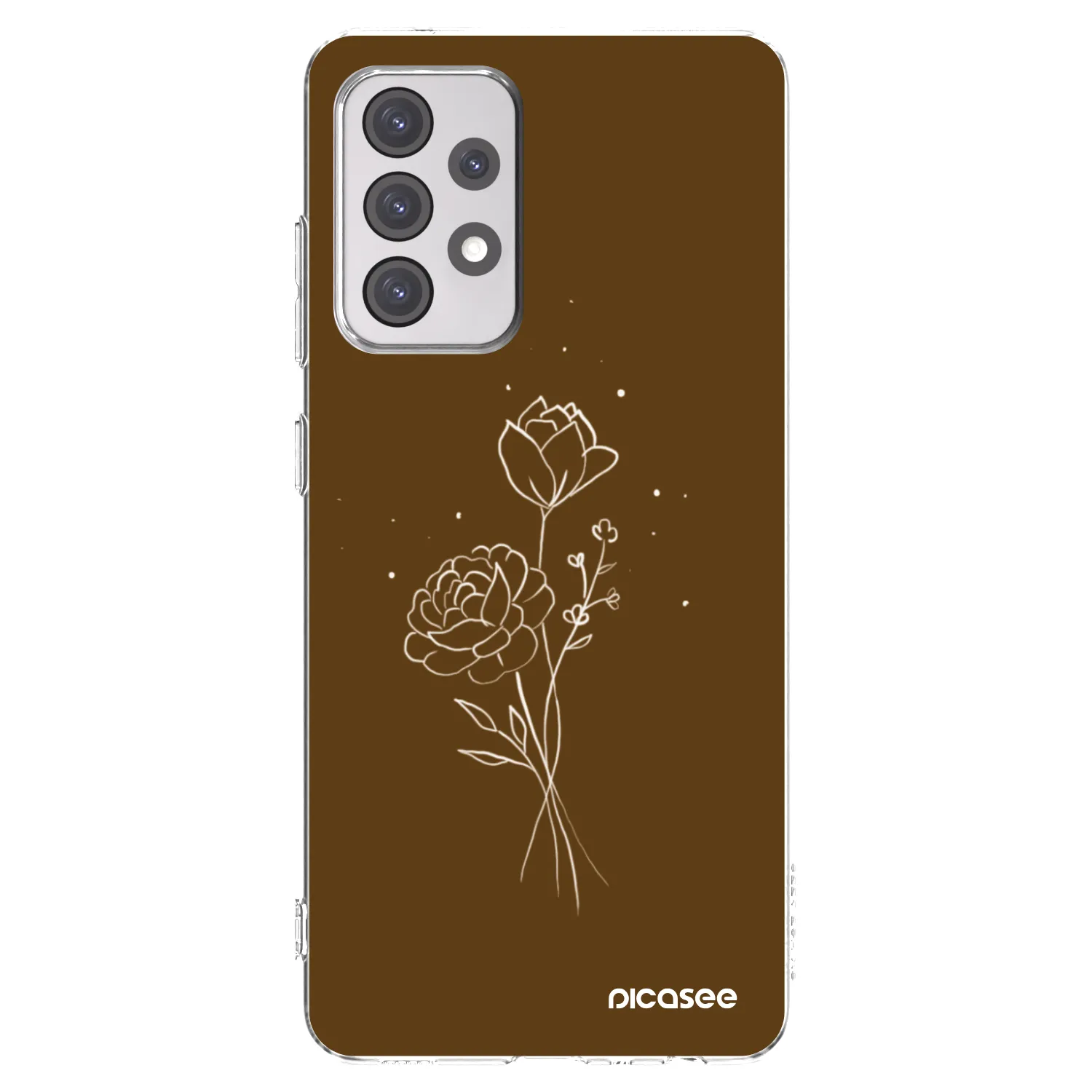 Picasee silikónový prehľadný obal pre Samsung Galaxy A52 5G A525F - Brown flowers
