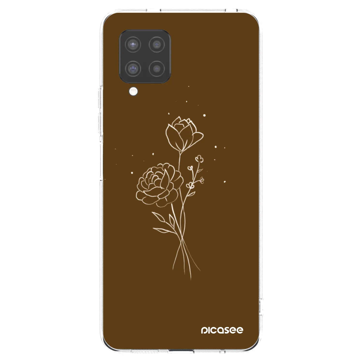 Picasee silikónový prehľadný obal pre Samsung Galaxy A42 A426B - Brown flowers