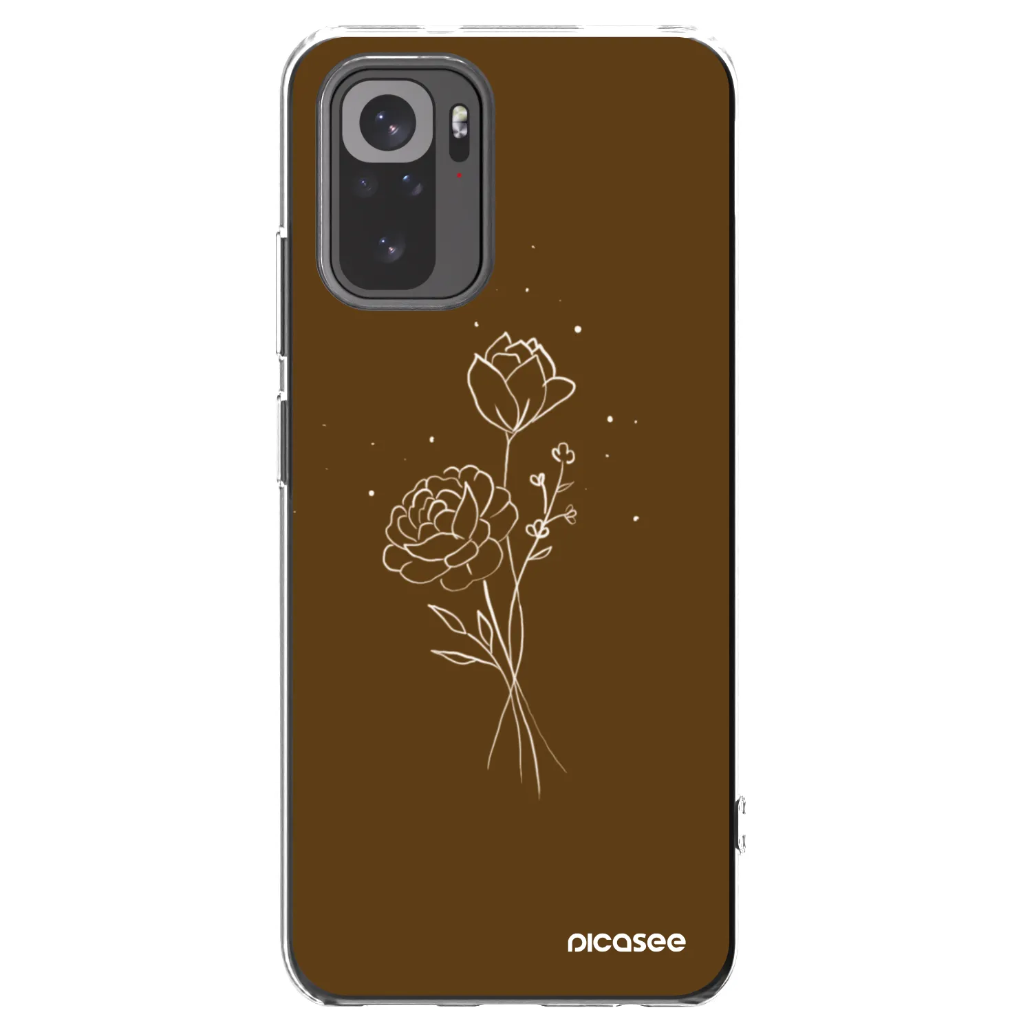Picasee silikónový prehľadný obal pre Xiaomi Redmi Note 10S - Brown flowers