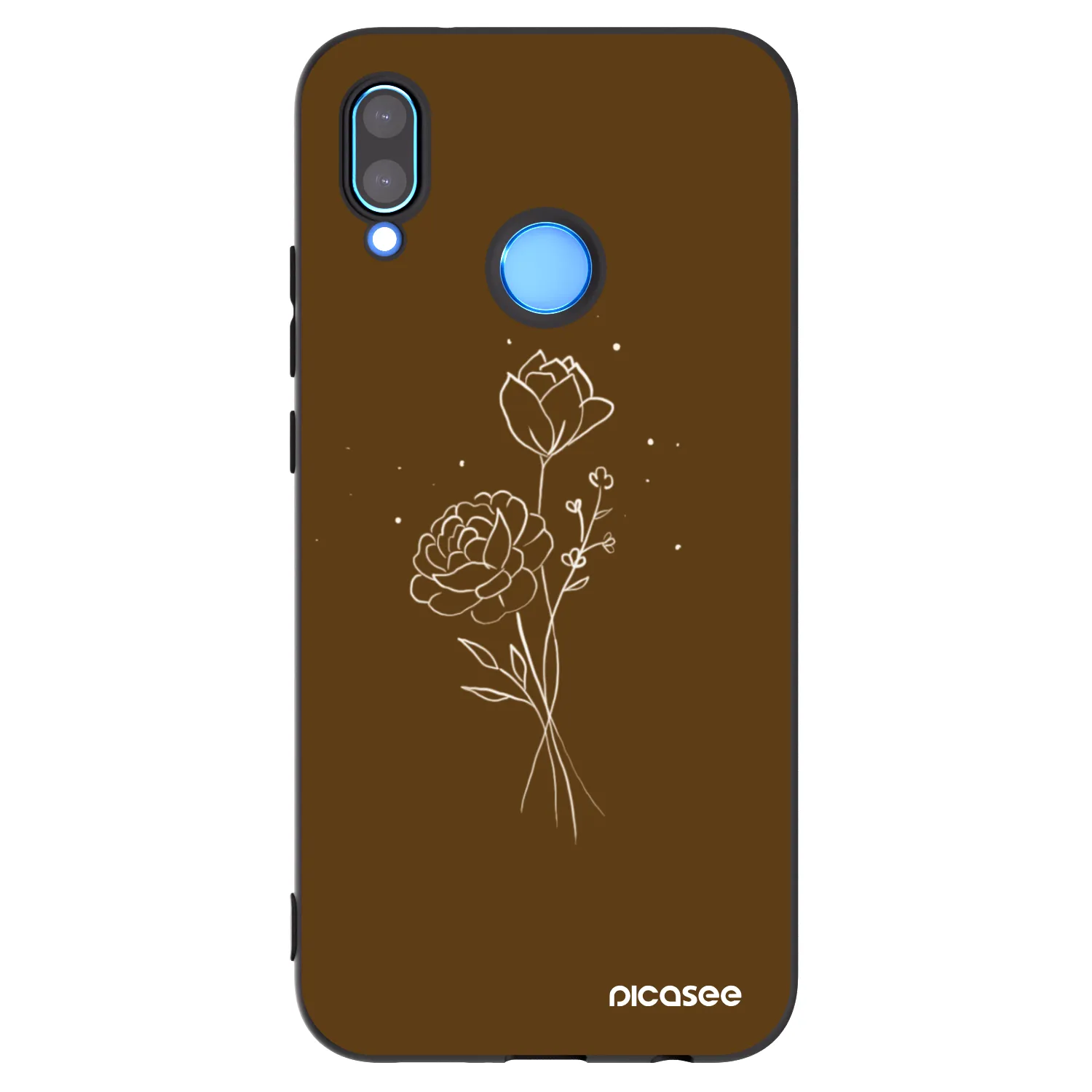 Picasee silikónový čierny obal pre Huawei P20 Lite - Brown flowers