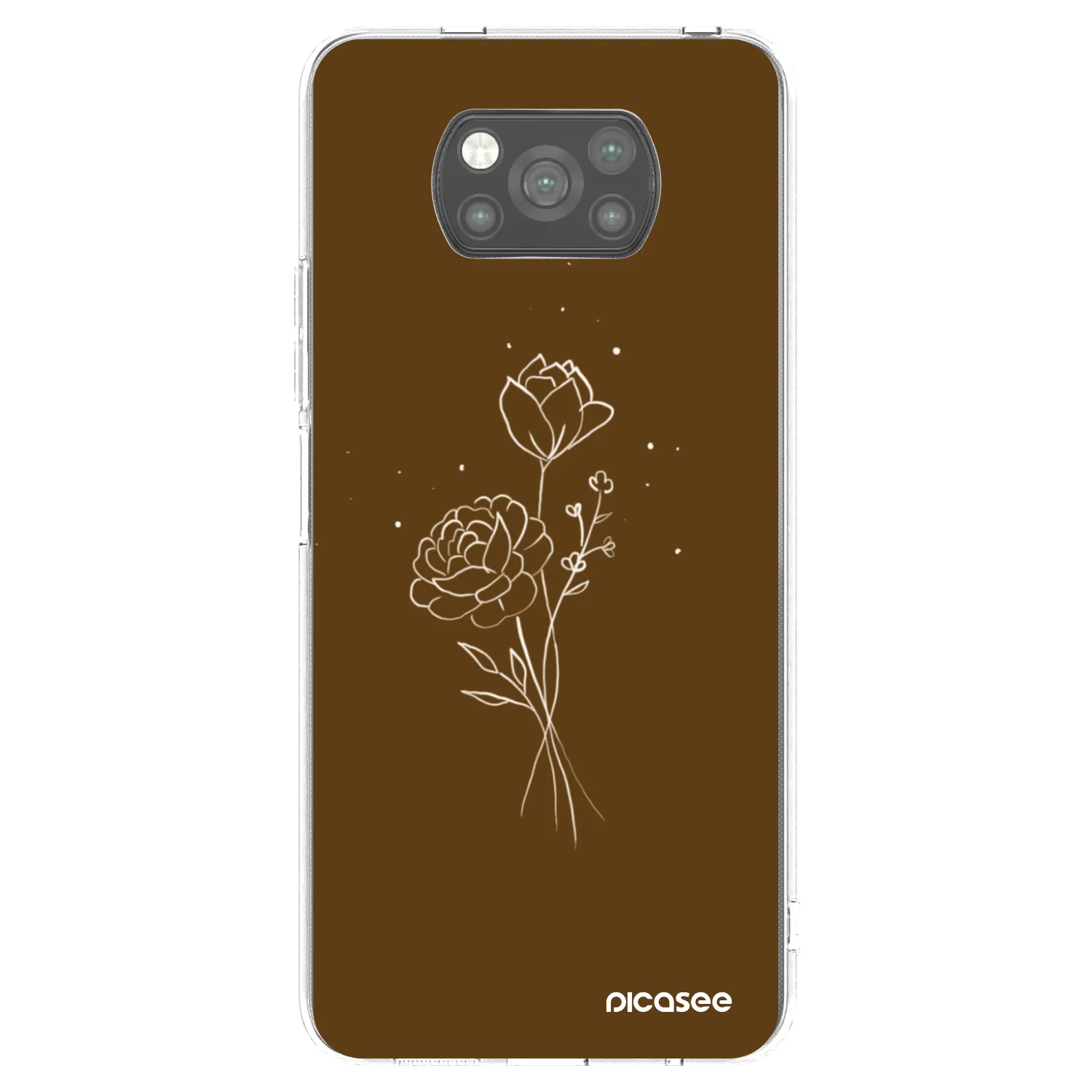 Picasee silikónový čierny obal pre Xiaomi Poco X3 Pro - Brown flowers