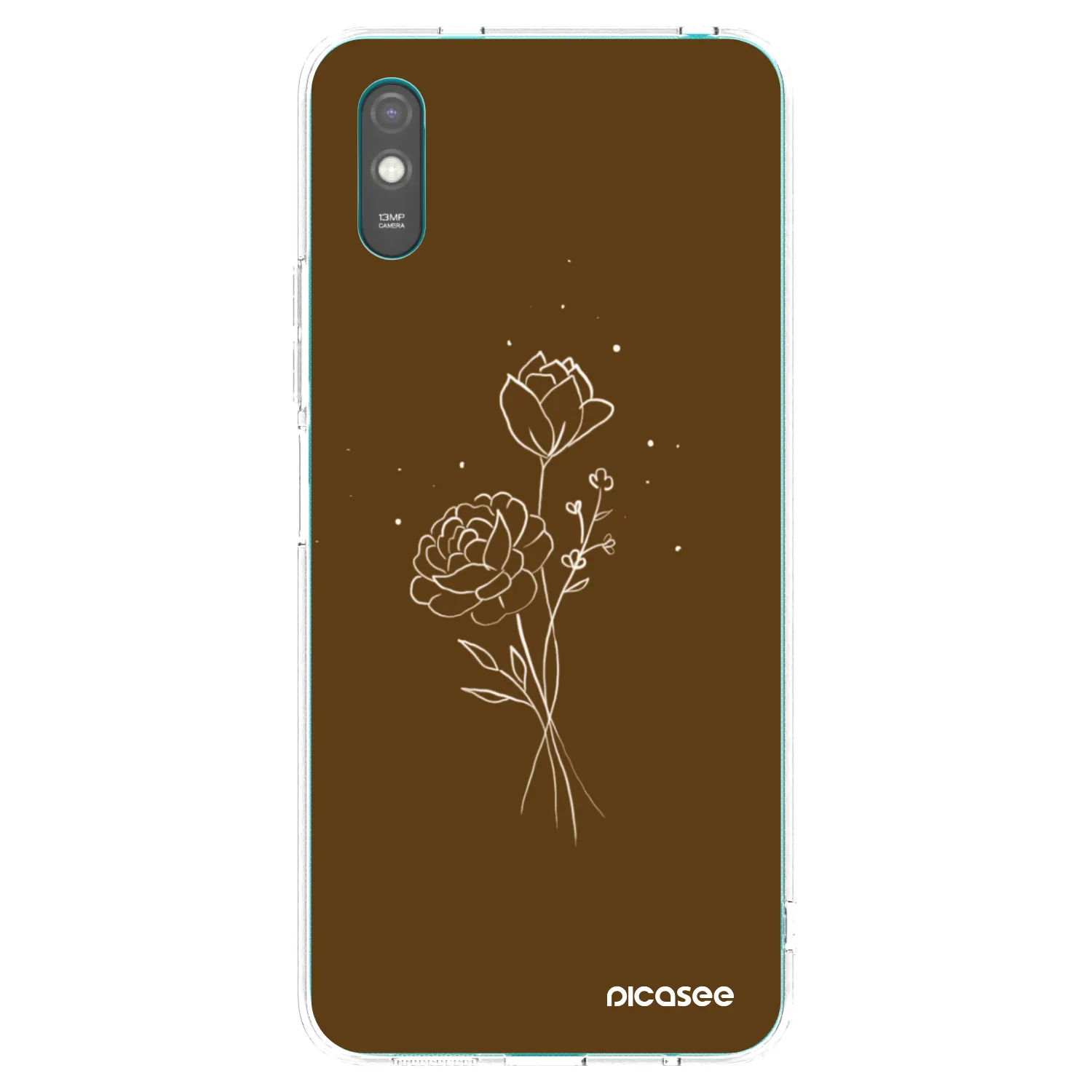 Picasee silikónový prehľadný obal pre Xiaomi Redmi 9AT - Brown flowers