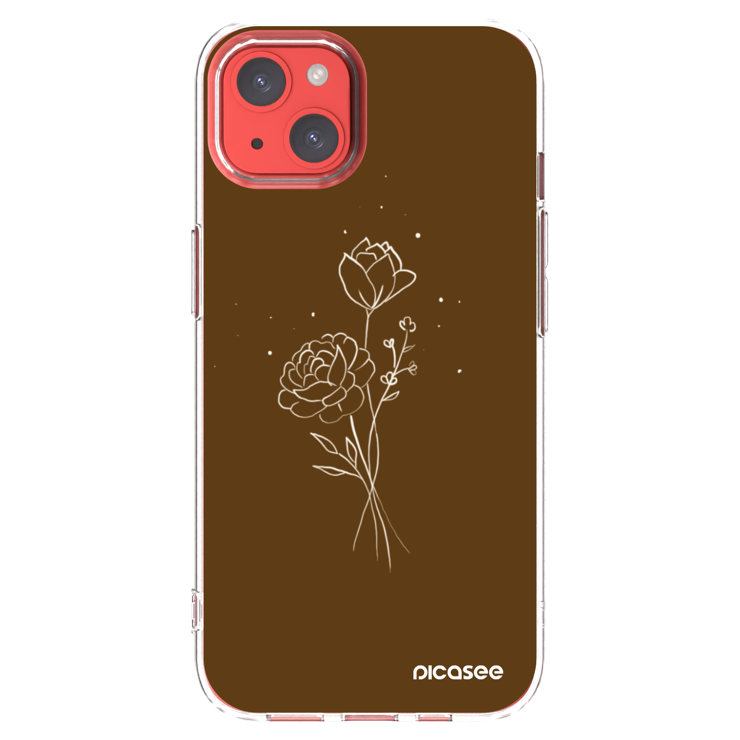 Picasee silikónový prehľadný obal pre Apple iPhone 13 - Brown flowers