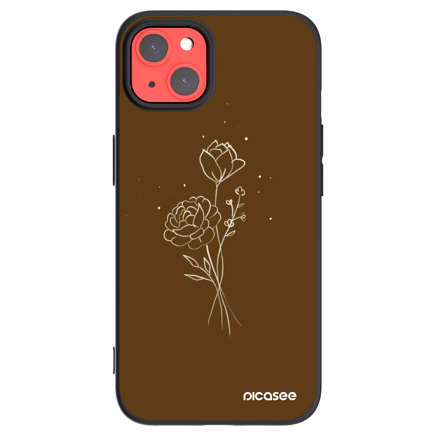 Picasee silikónový čierny obal pre Apple iPhone 13 - Brown flowers