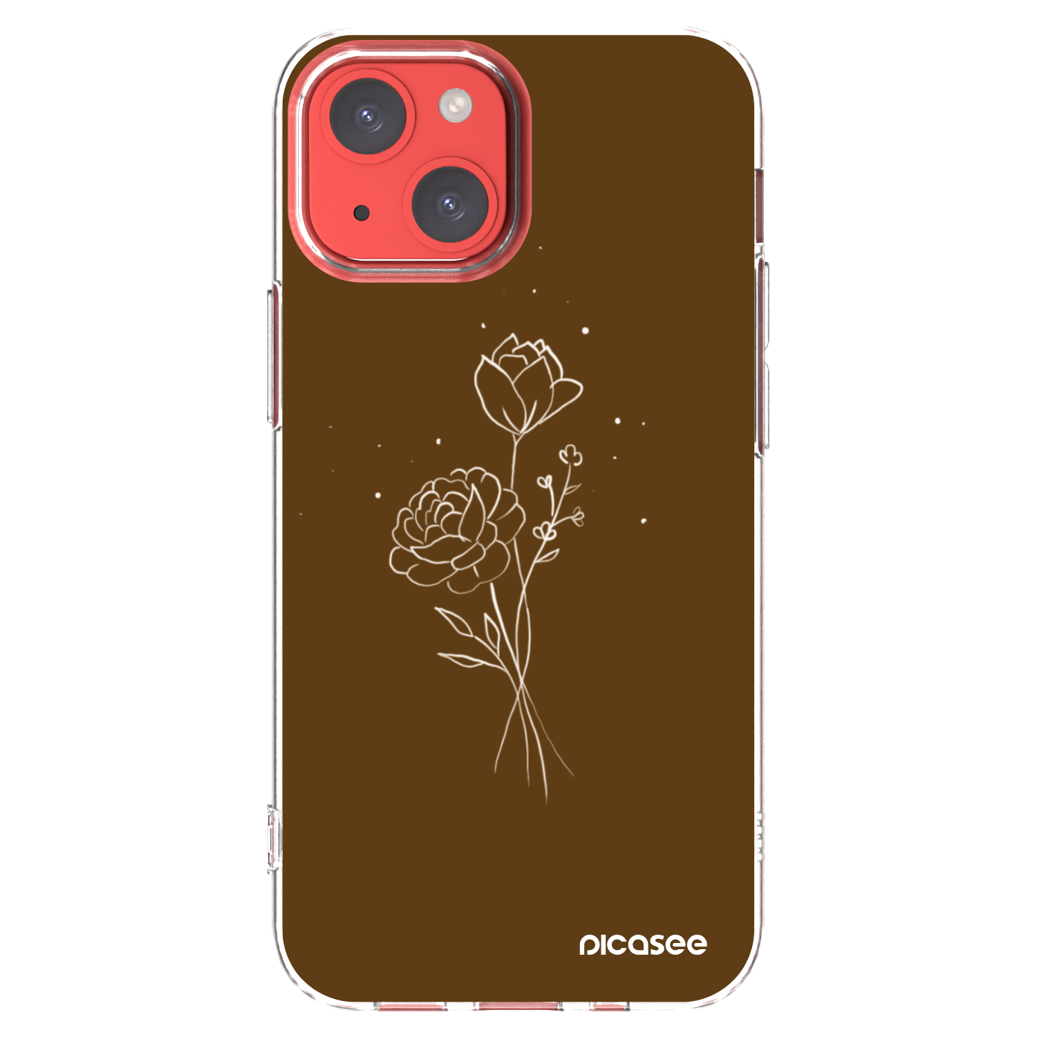Picasee silikónový prehľadný obal pre Apple iPhone 13 mini - Brown flowers