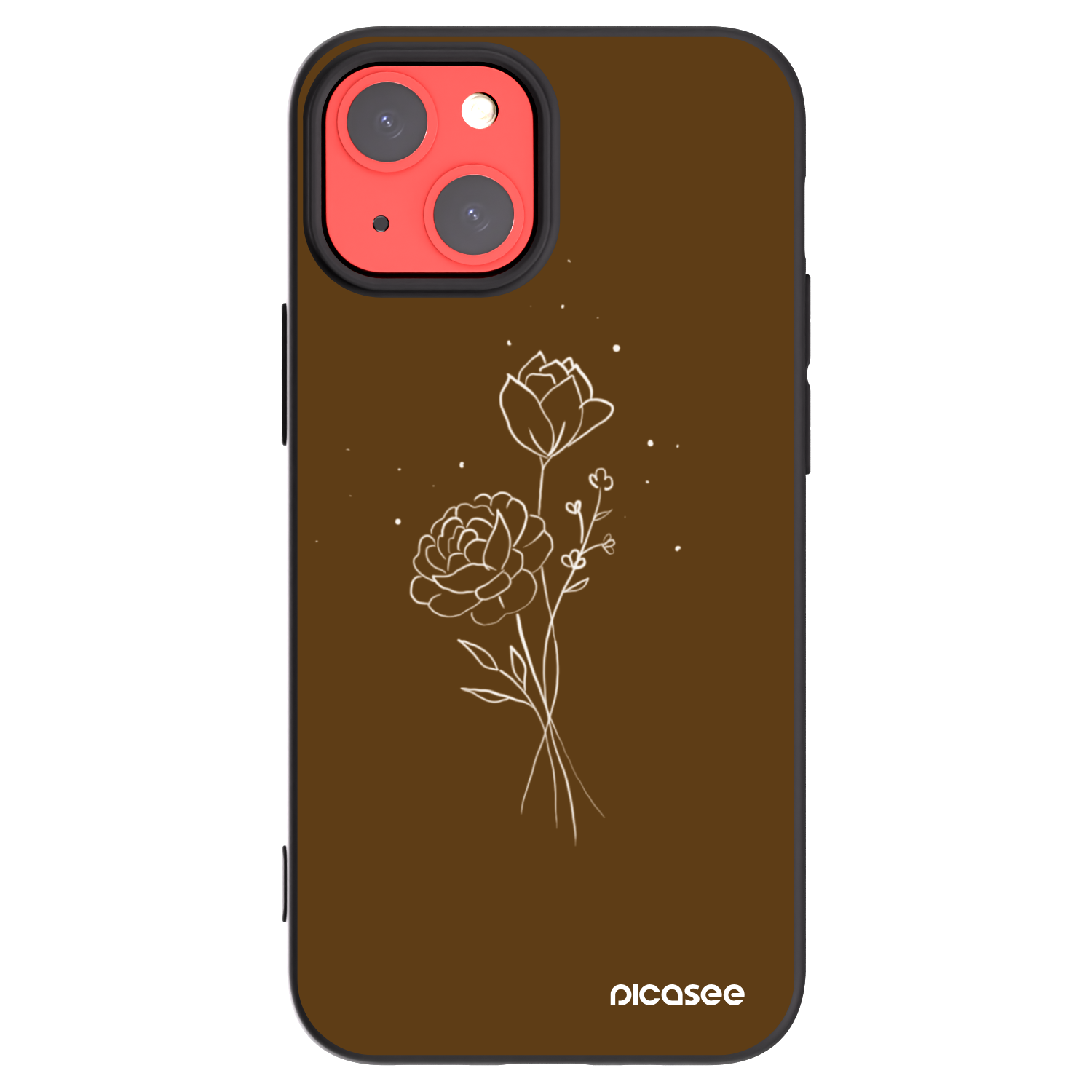 Picasee silikónový čierny obal pre Apple iPhone 13 mini - Brown flowers