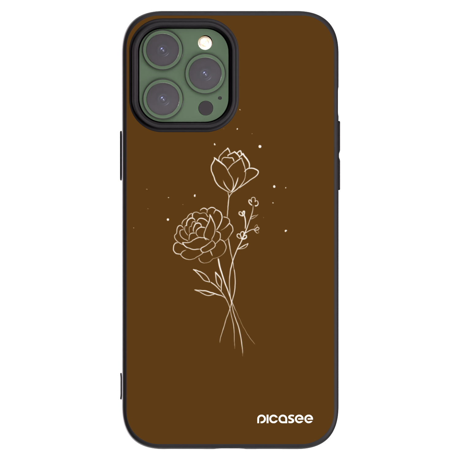 Silikónový čierny obal pre Apple iPhone 13 Pro Max - Brown flowers