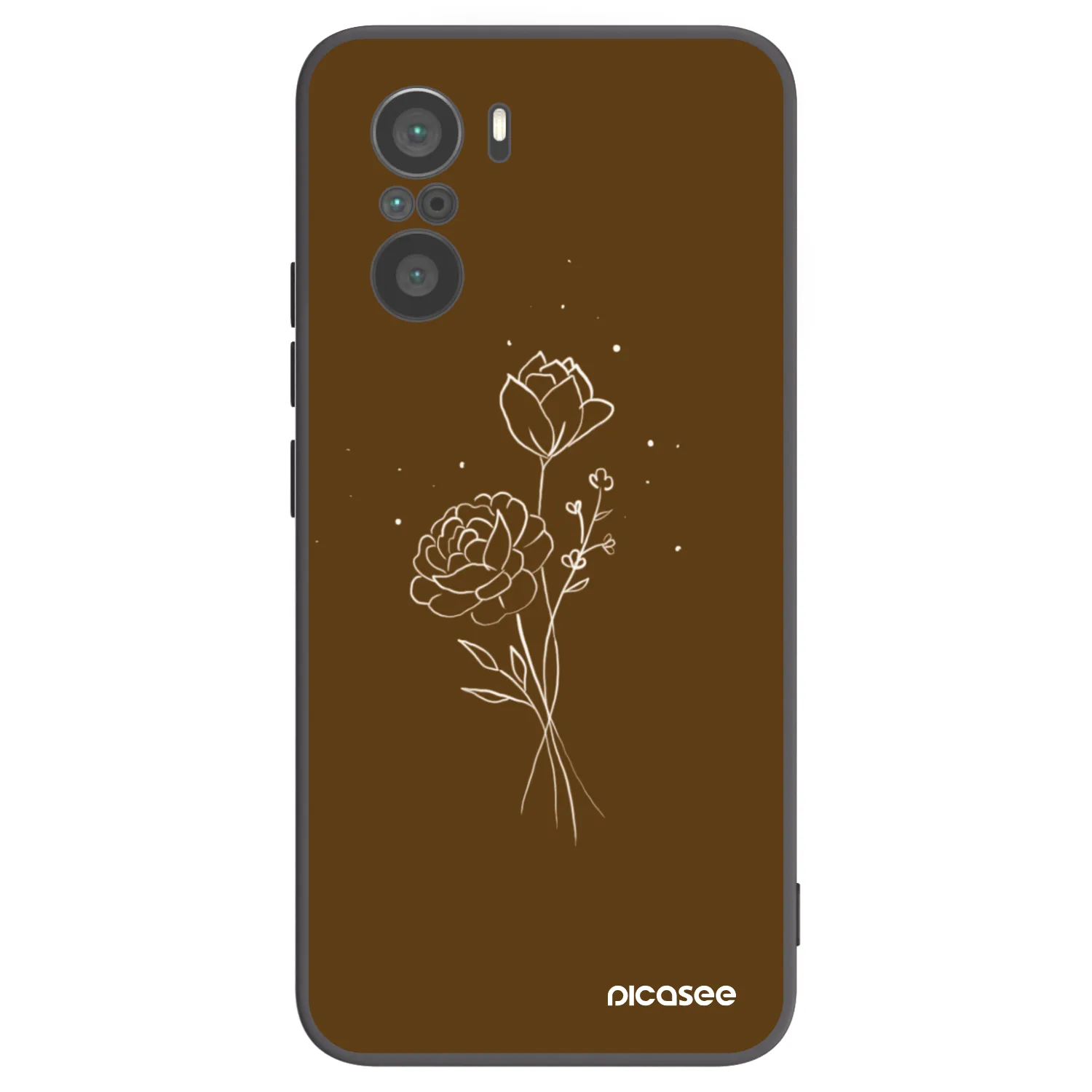 Picasee silikónový čierny obal pre Xiaomi Poco F3 - Brown flowers