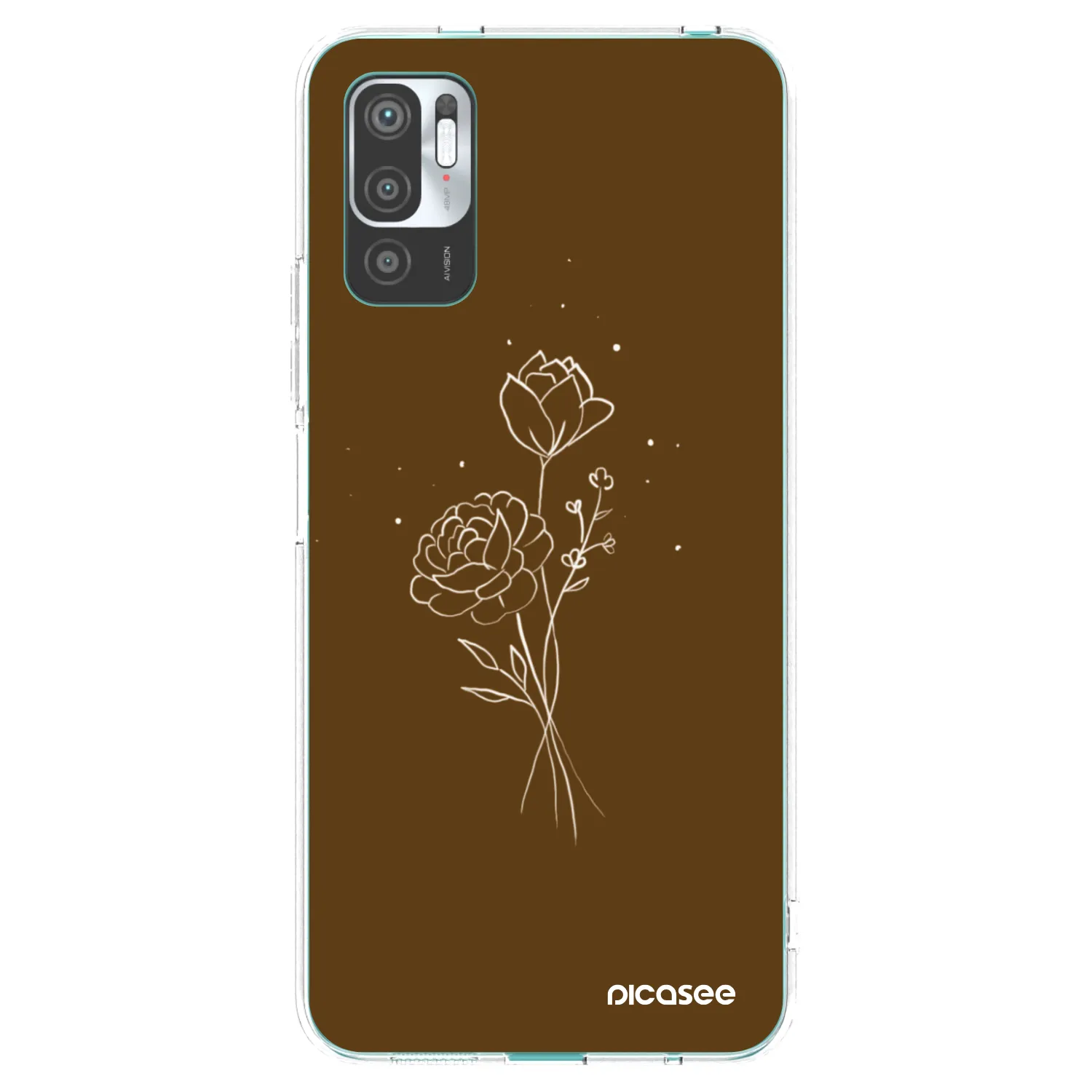 Picasee silikónový prehľadný obal pre Xiaomi Redmi Note 10 5G - Brown flowers