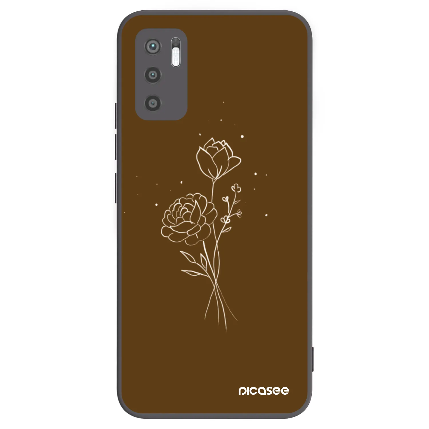 Picasee silikónový čierny obal pre Xiaomi Redmi Note 10 5G - Brown flowers