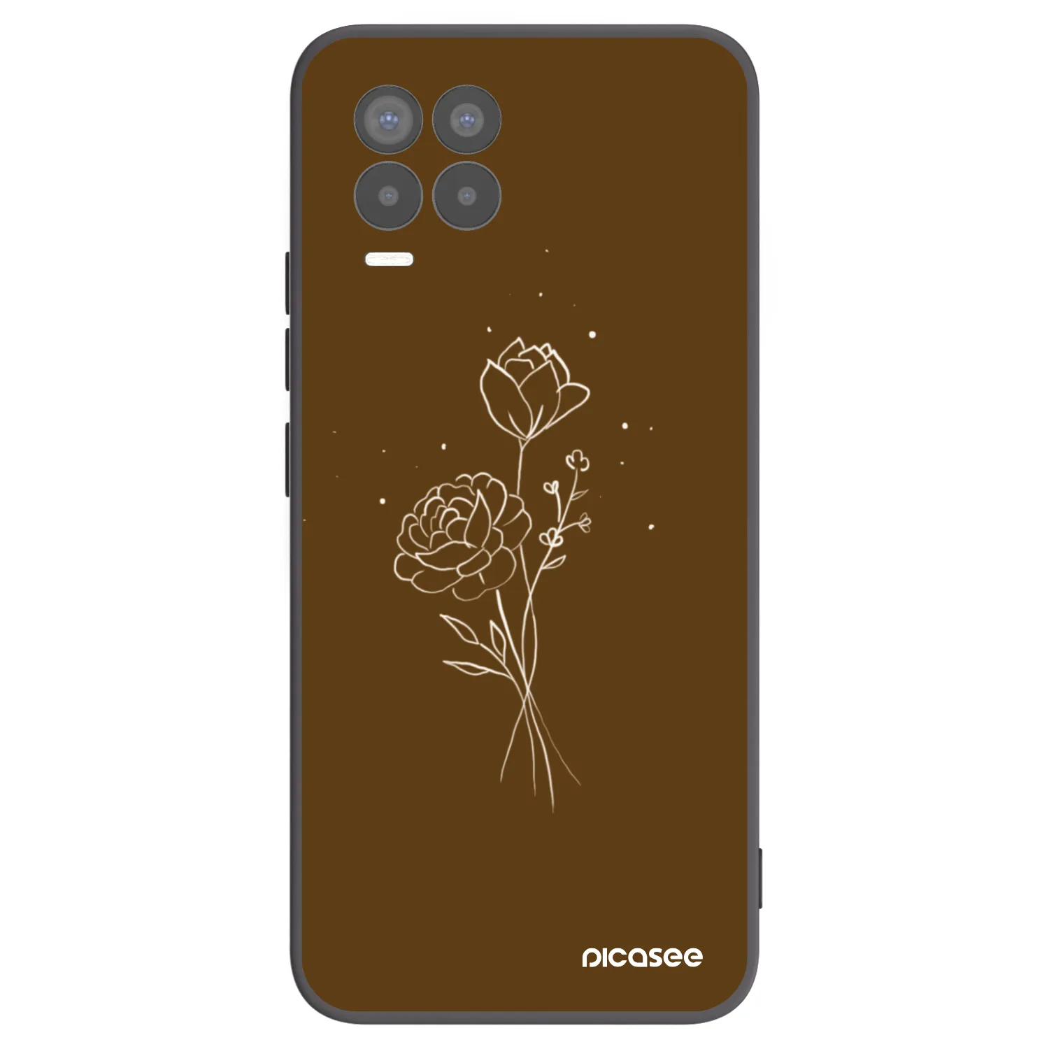 Picasee silikónový čierny obal pre Realme 8 Pro - Brown flowers