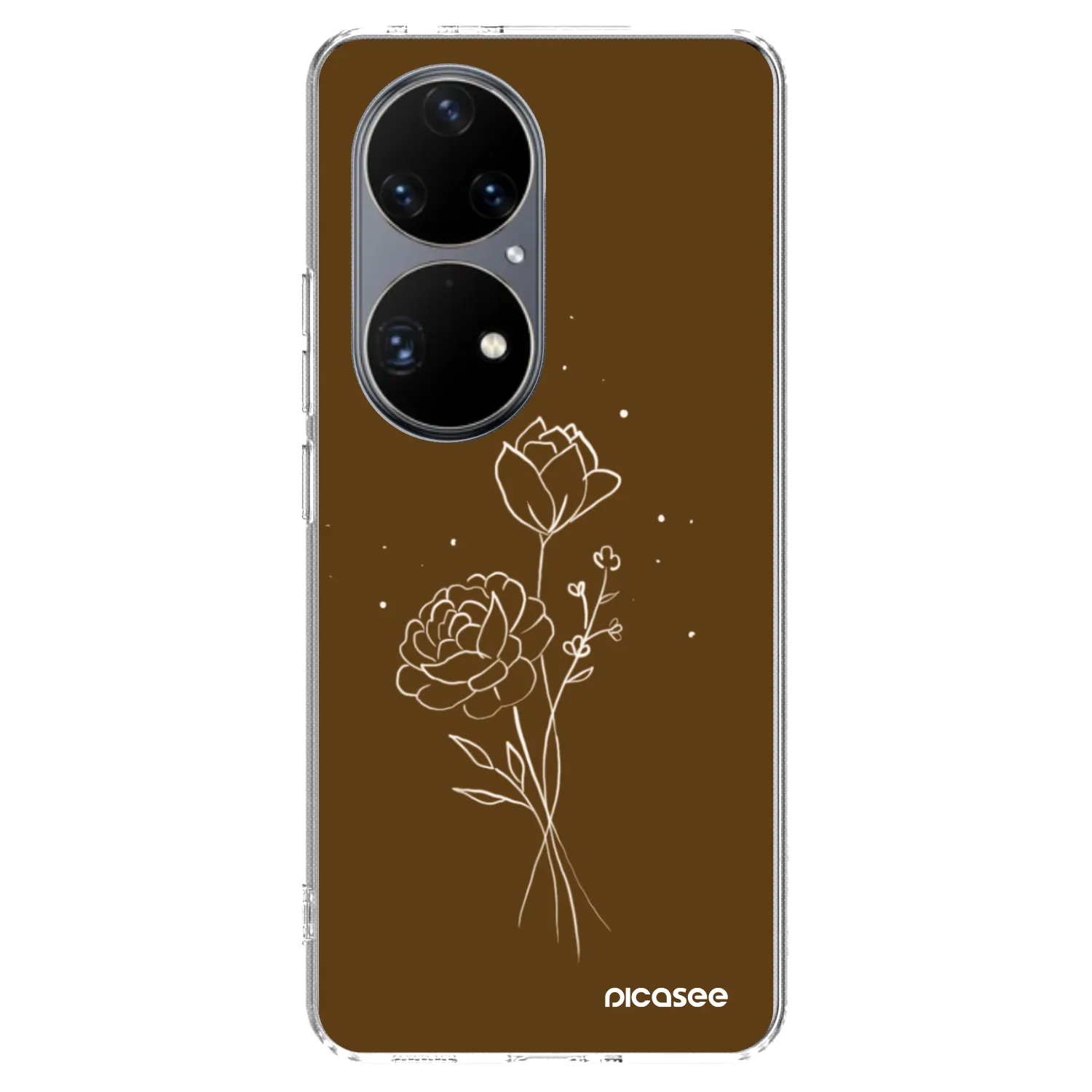 Picasee silikónový prehľadný obal pre Huawei P50 - Brown flowers