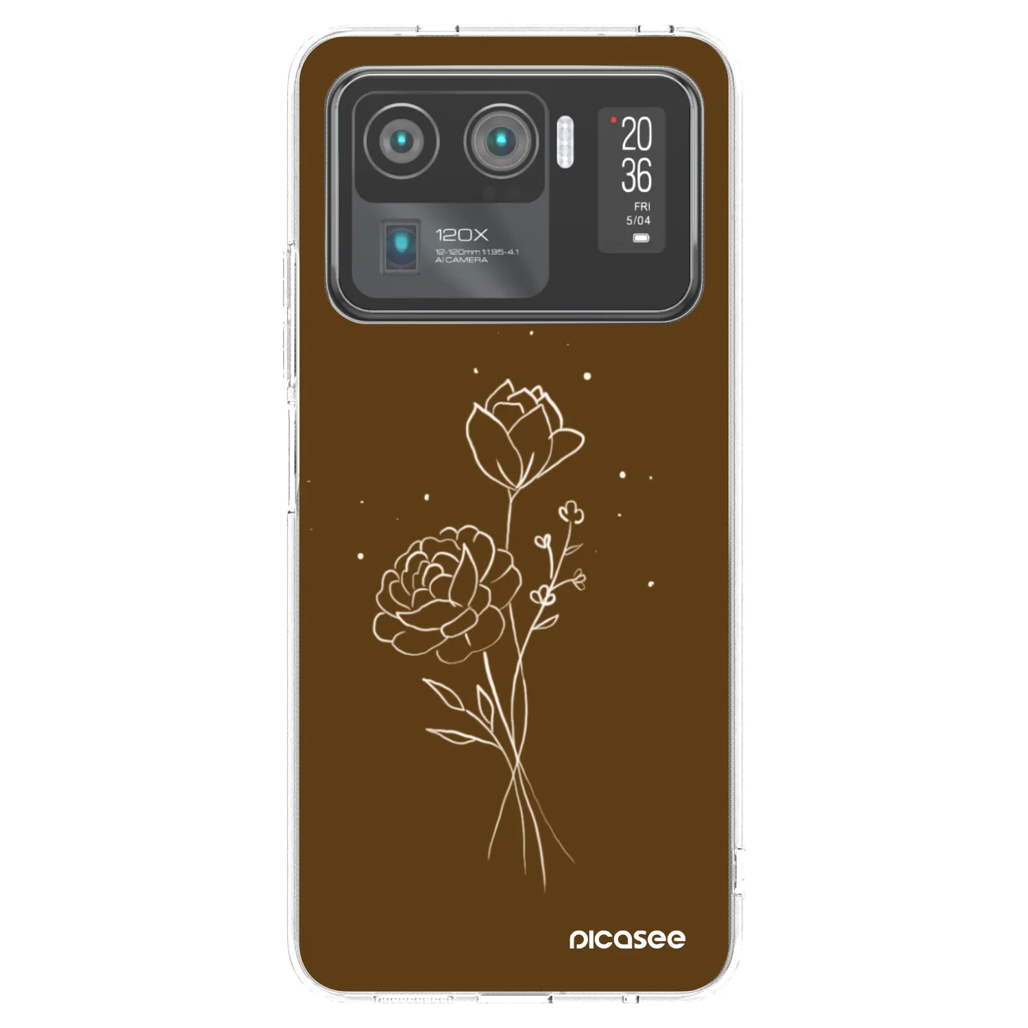 Picasee silikónový prehľadný obal pre Xiaomi Mi 11 Ultra - Brown flowers