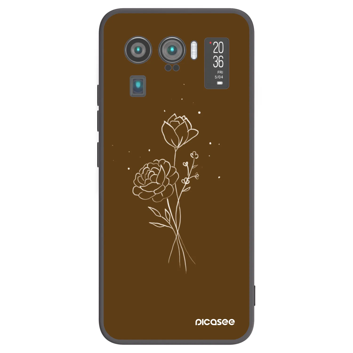 Picasee silikónový čierny obal pre Xiaomi Mi 11 Ultra - Brown flowers