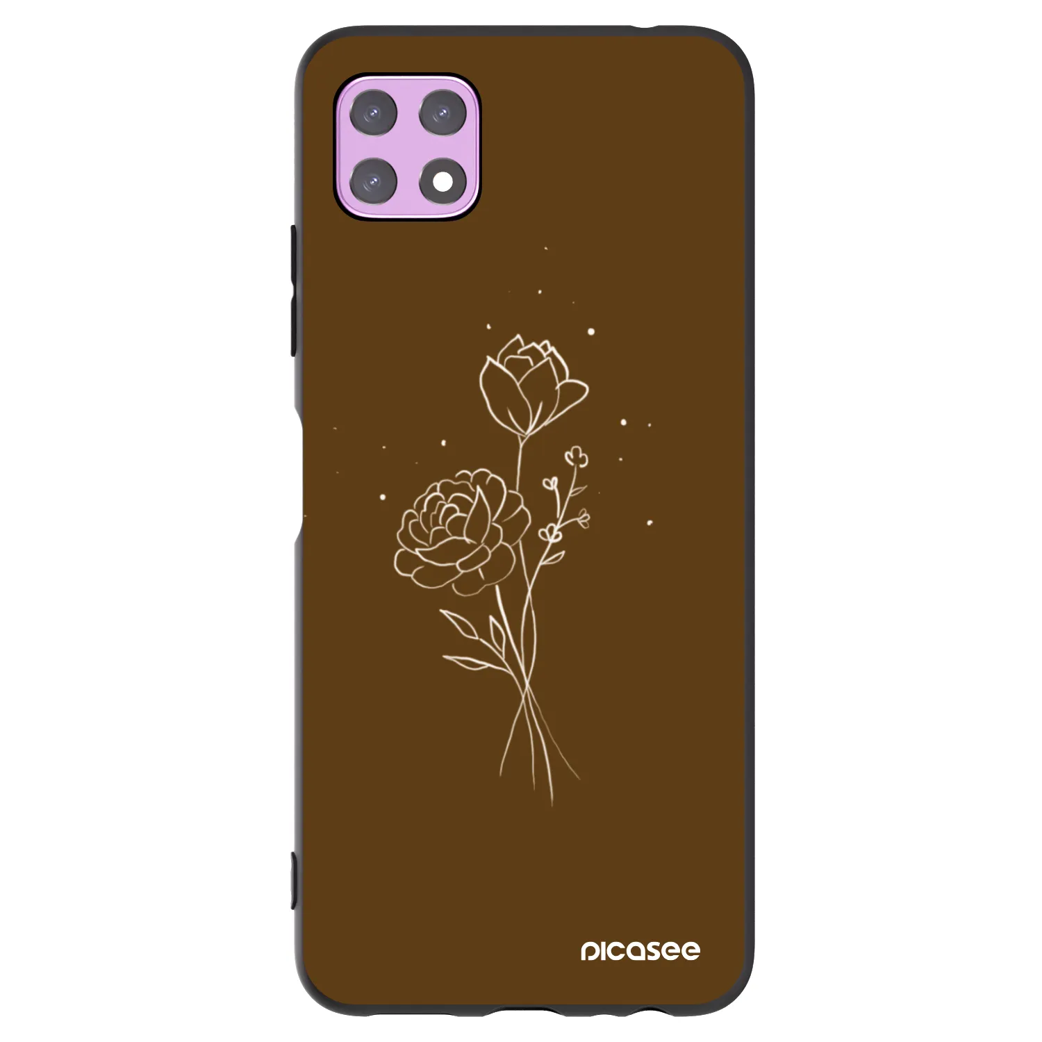 Picasee silikónový čierny obal pre Samsung Galaxy A22 A226B 5G - Brown flowers