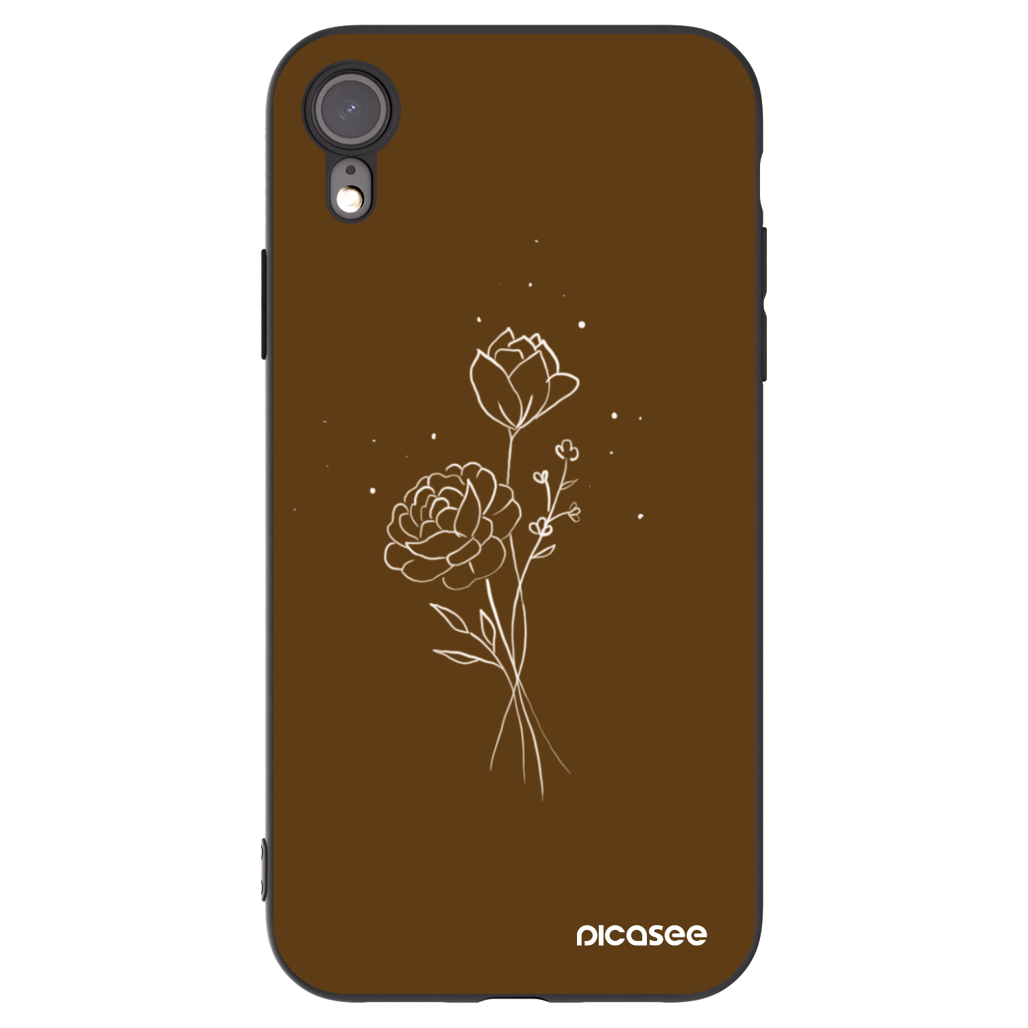 Picasee silikónový čierny obal pre Apple iPhone XR - Brown flowers