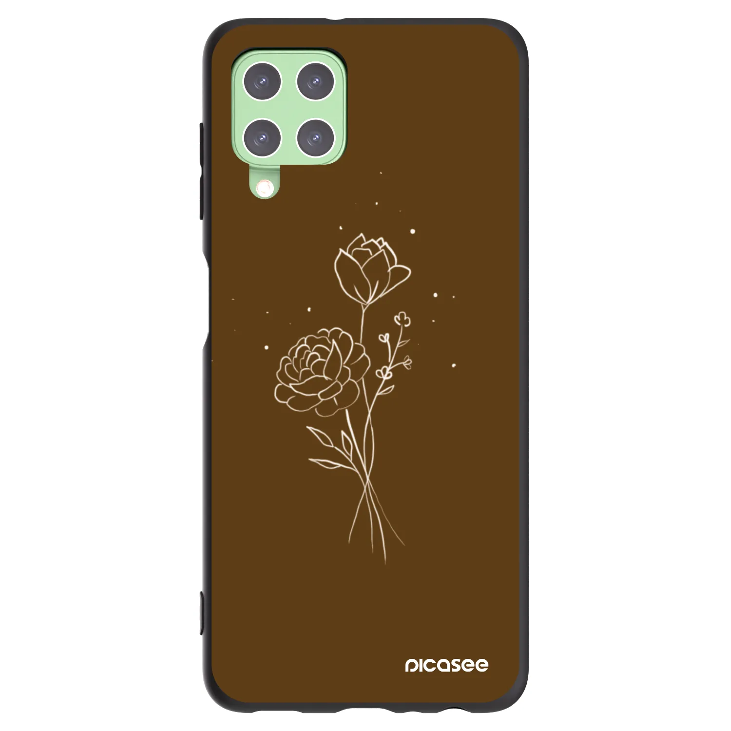Picasee silikónový čierny obal pre Samsung Galaxy A22 A225F 4G - Brown flowers