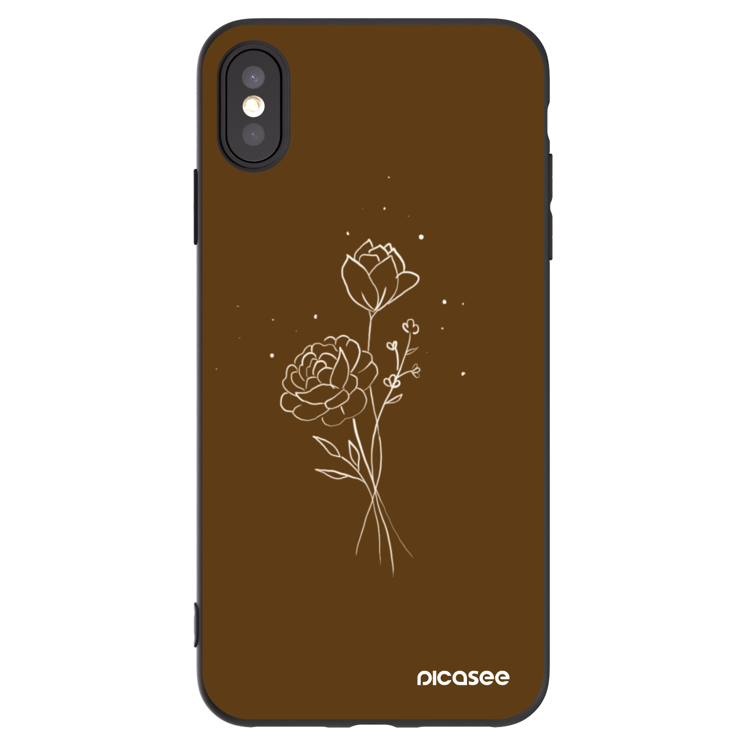 Picasee silikónový čierny obal pre Apple iPhone XS Max - Brown flowers