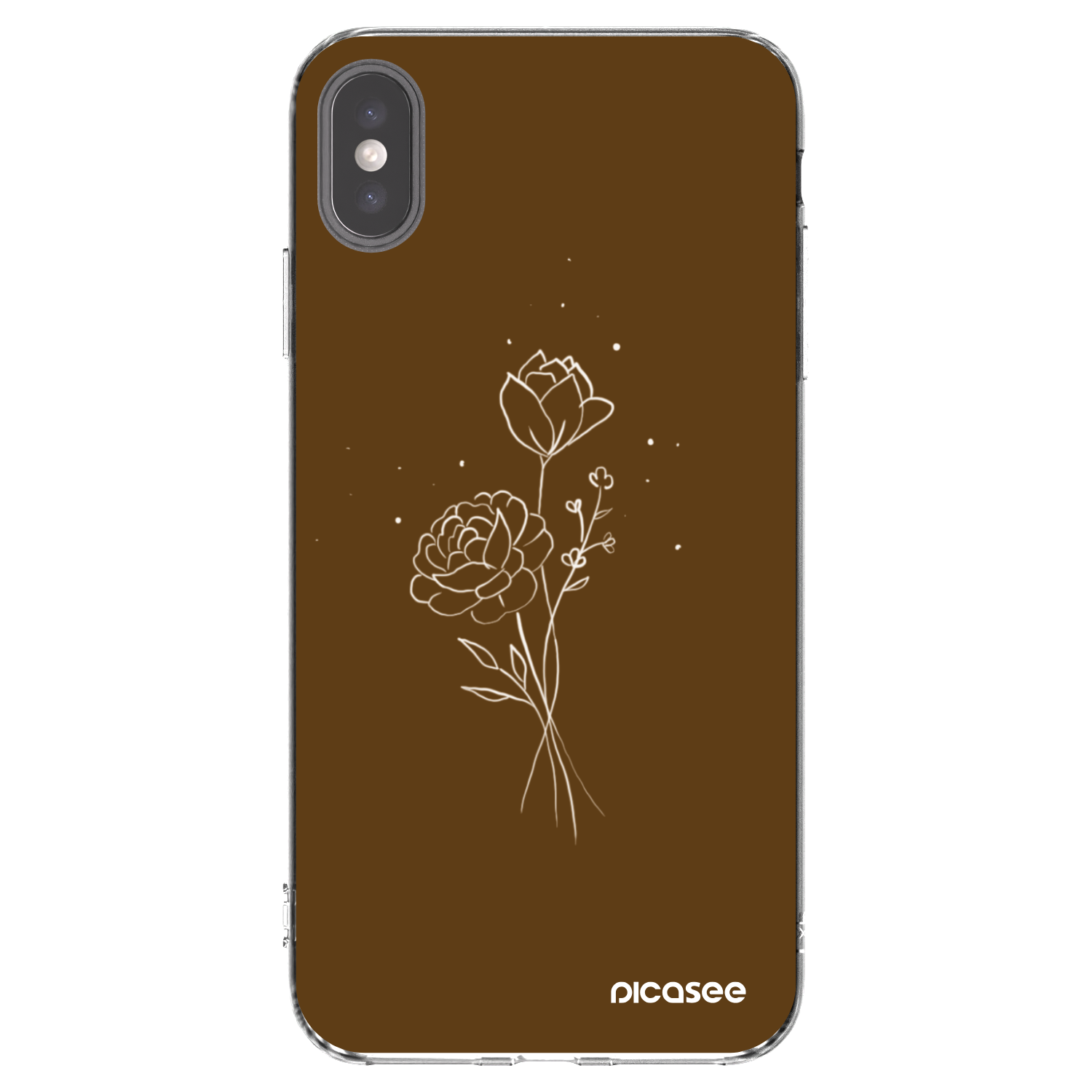 Picasee silikónový prehľadný obal pre Apple iPhone XS Max - Brown flowers