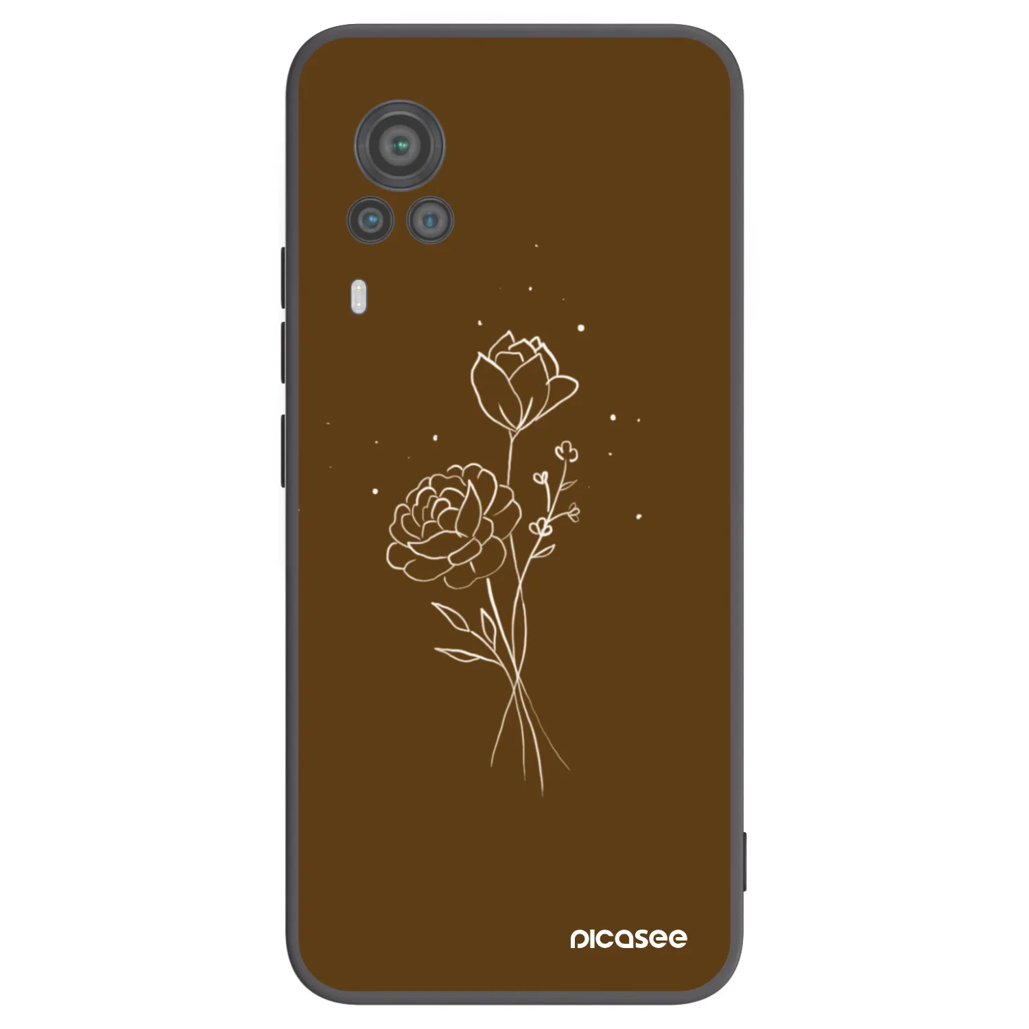 Picasee silikónový čierny obal pre Vivo X60 Pro 5G - Brown flowers