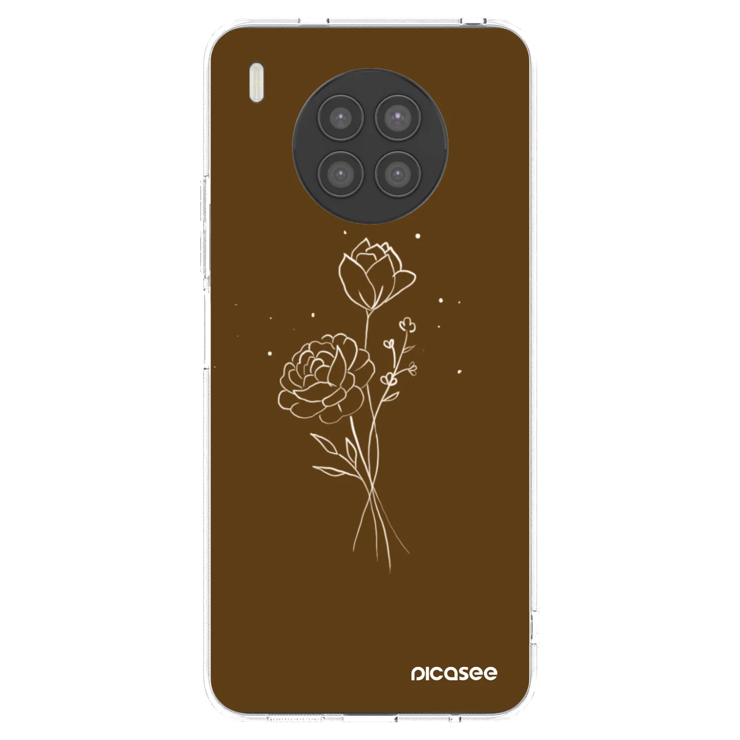 Picasee silikónový prehľadný obal pre Huawei Nova 8i - Brown flowers