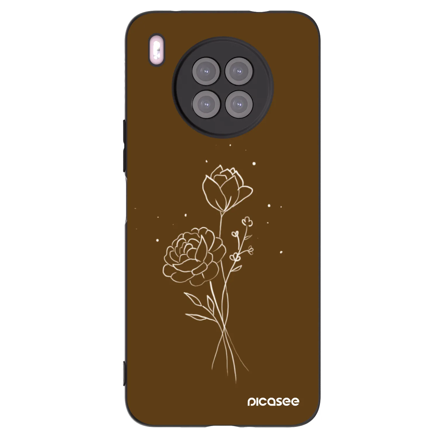 Picasee silikónový čierny obal pre Huawei Nova 8i - Brown flowers