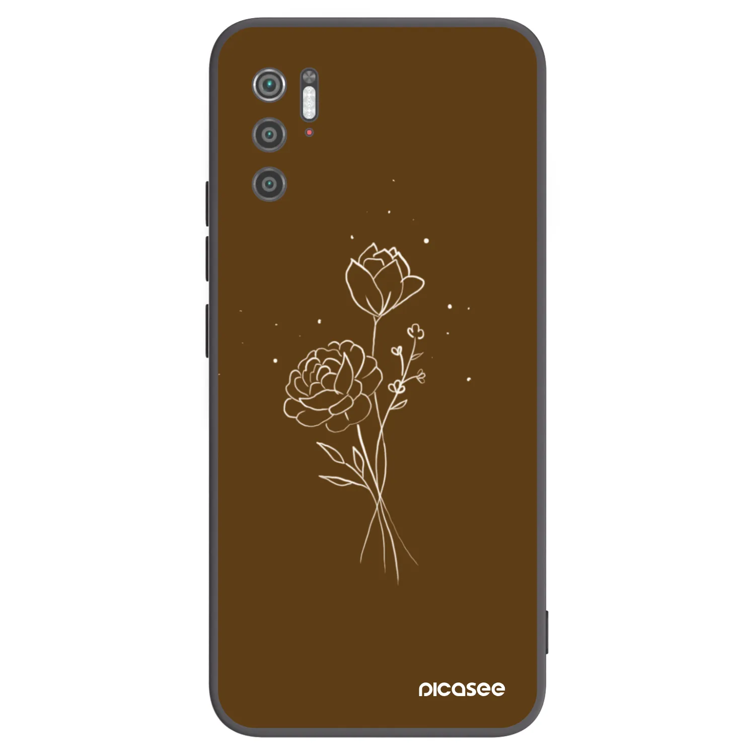 Picasee silikónový čierny obal pre Xiaomi Poco M3 Pro 5G - Brown flowers