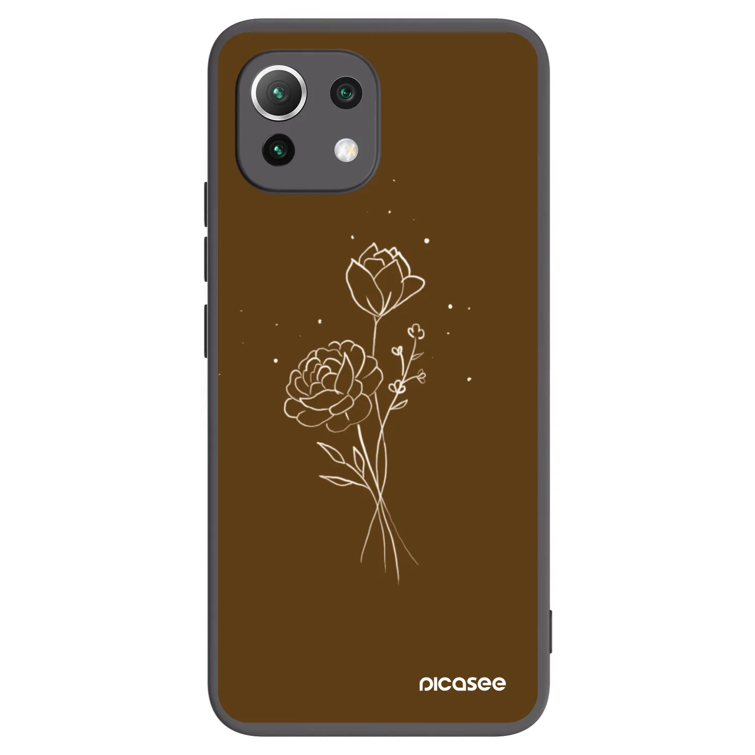 Picasee silikónový čierny obal pre Xiaomi 11 Lite 5G NE - Brown flowers