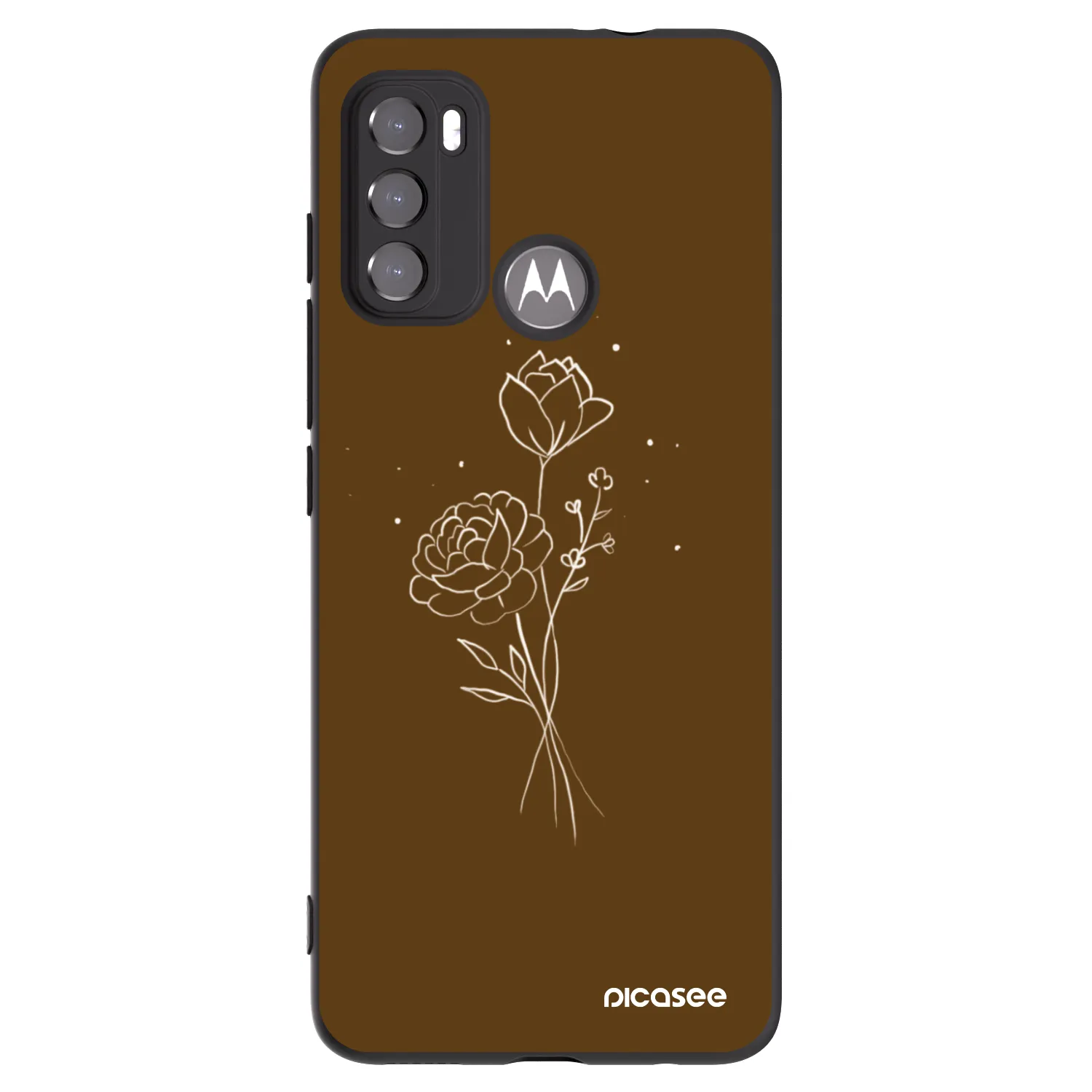 Picasee silikónový čierny obal pre Motorola Moto G60 - Brown flowers