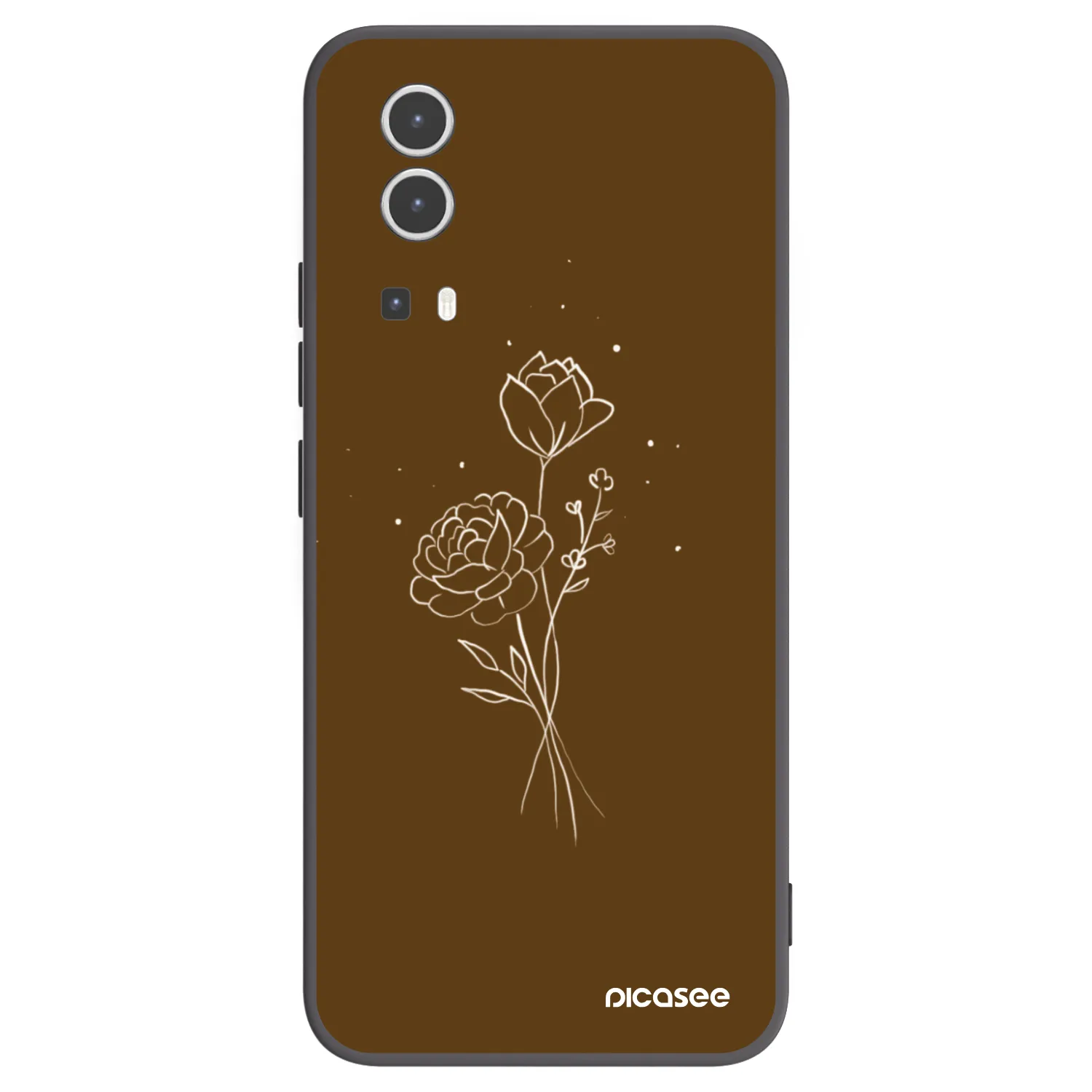 Picasee silikónový čierny obal pre Vivo Y72 5G - Brown flowers