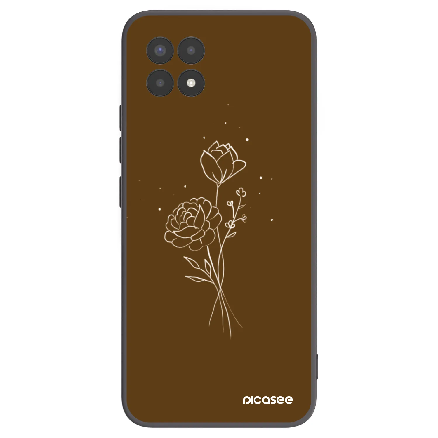 Picasee silikónový čierny obal pre Realme 8i - Brown flowers
