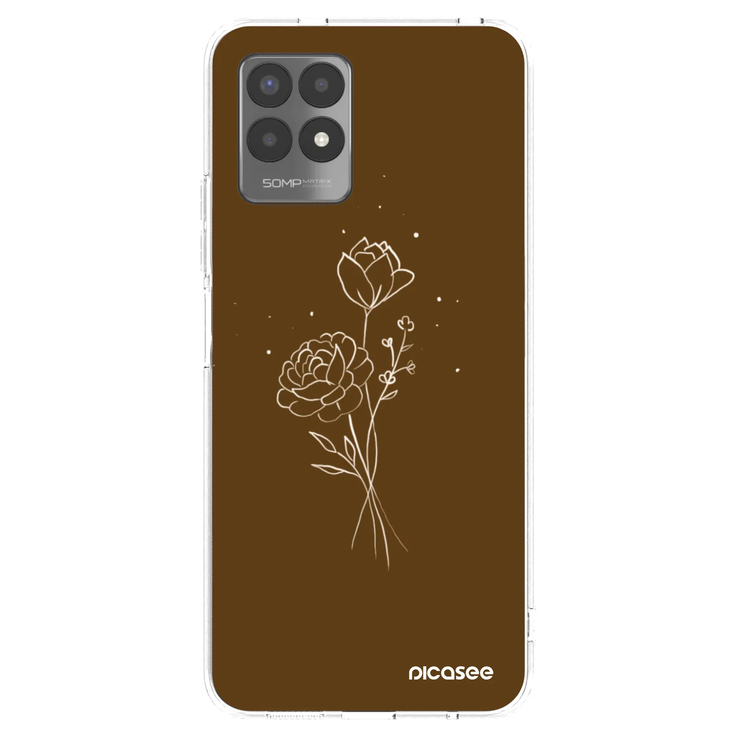 Picasee silikónový prehľadný obal pre Realme 8i - Brown flowers