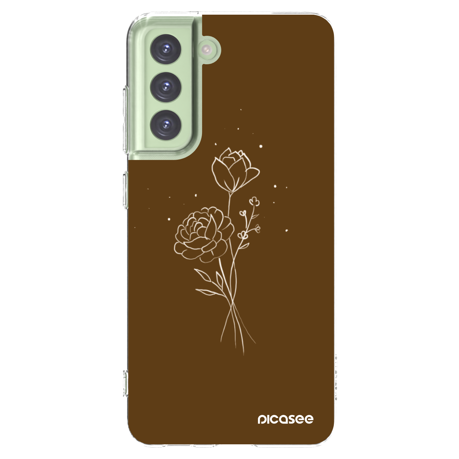 Picasee silikónový prehľadný obal pre Samsung Galaxy S21 FE 5G - Brown flowers