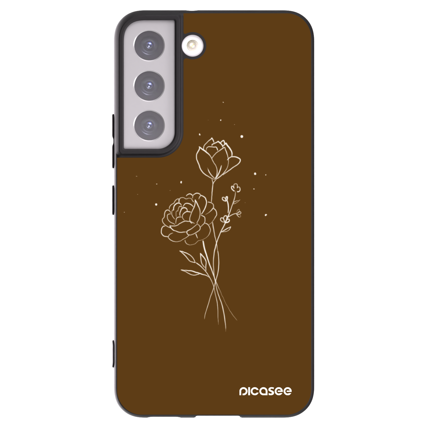 Picasee silikónový čierny obal pre Samsung Galaxy S22 5G - Brown flowers