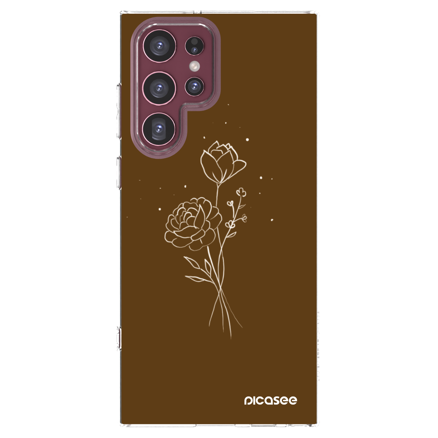 Picasee silikónový prehľadný obal pre Samsung Galaxy S22 Ultra 5G - Brown flowers