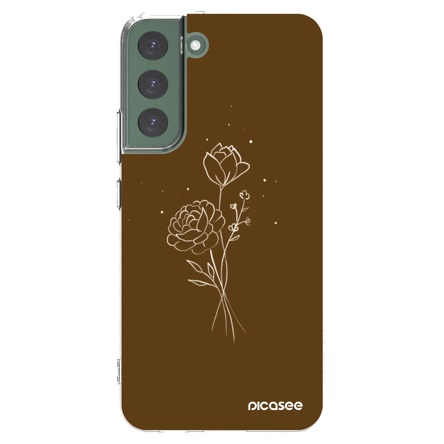 Picasee silikónový prehľadný obal pre Samsung Galaxy S22+ 5G - Brown flowers