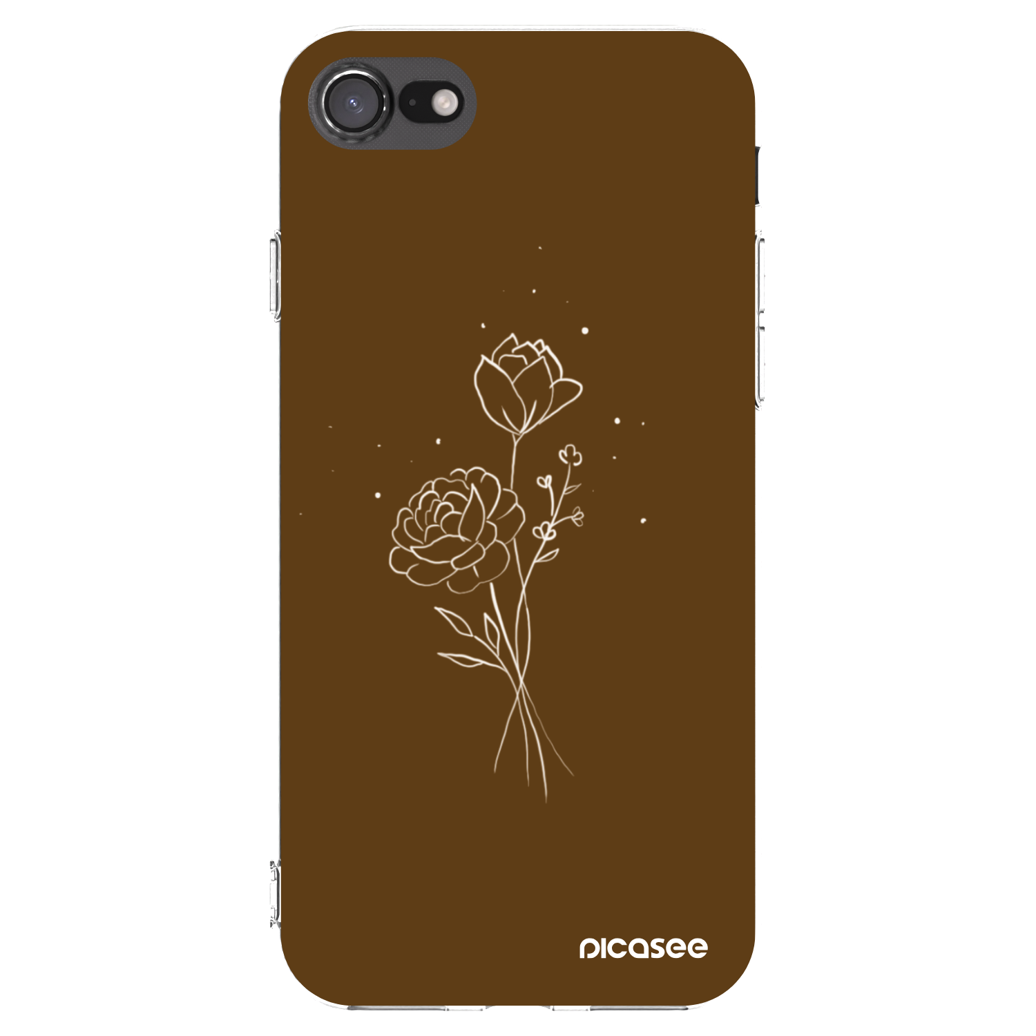 Picasee silikónový prehľadný obal pre Apple iPhone SE 2022 - Brown flowers