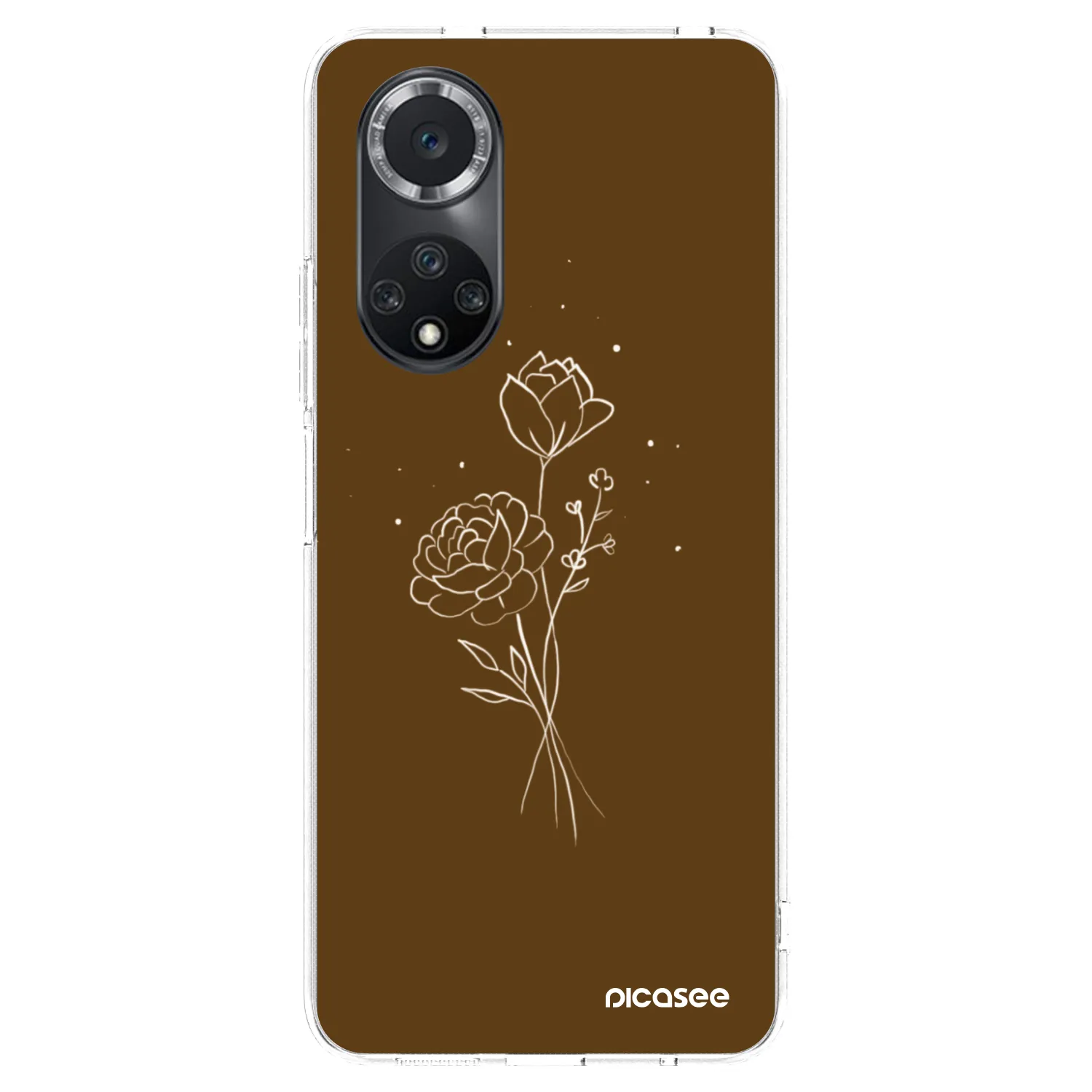 Picasee silikónový prehľadný obal pre Huawei Nova 9 SE - Brown flowers