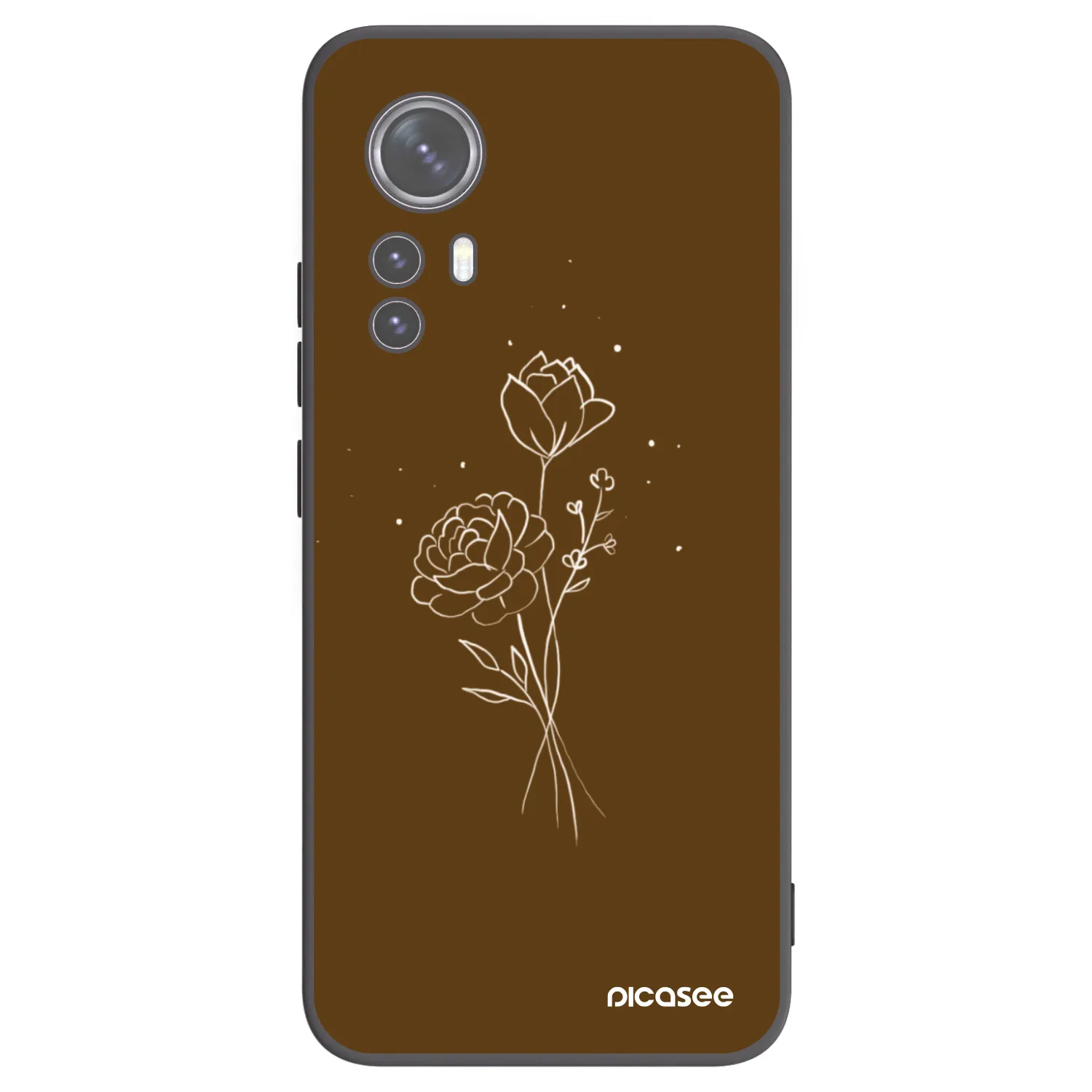 Picasee silikónový čierny obal pre Xiaomi 12 - Brown flowers