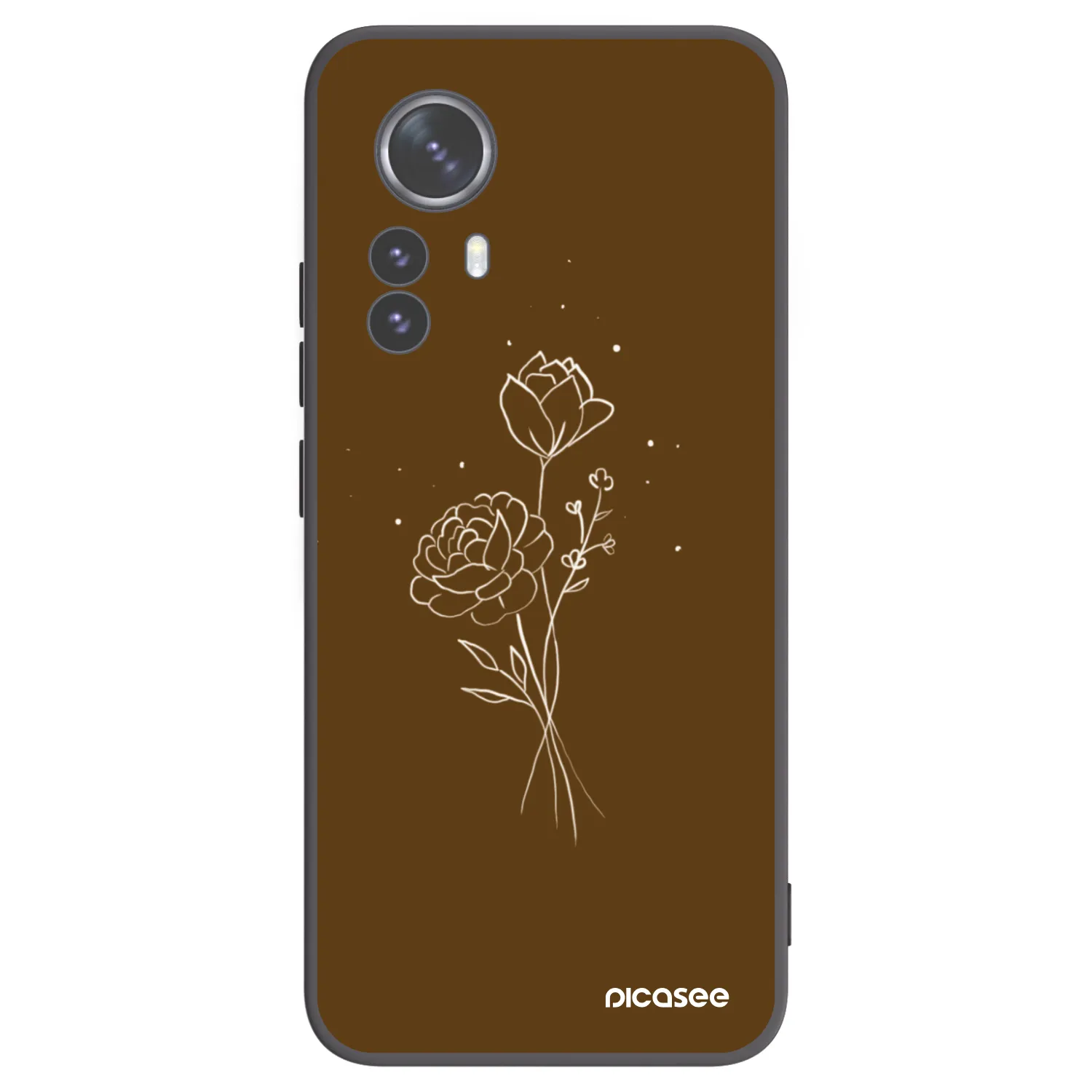 Picasee silikónový čierny obal pre Xiaomi 12 Pro - Brown flowers