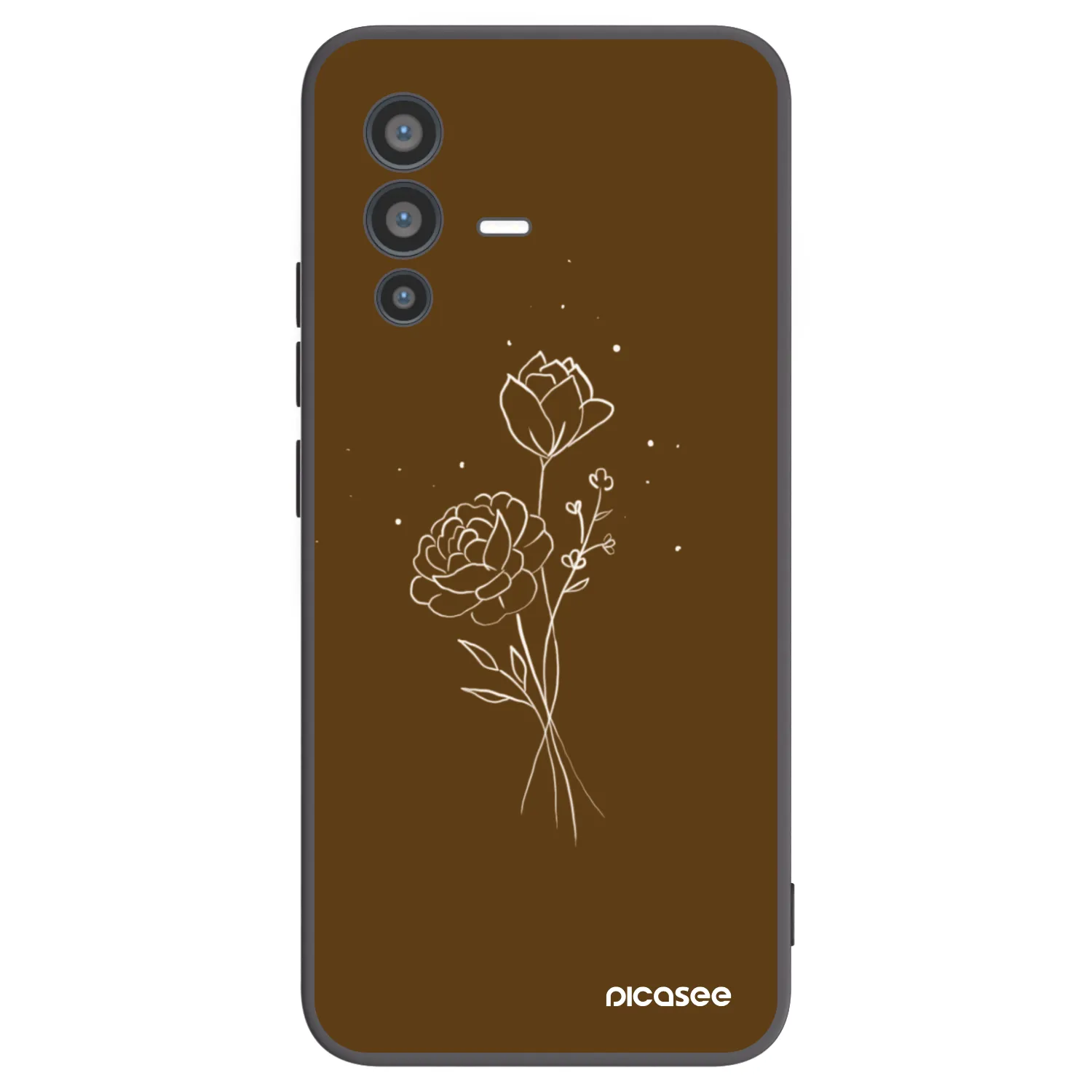 Picasee silikónový čierny obal pre Vivo V23 5G - Brown flowers