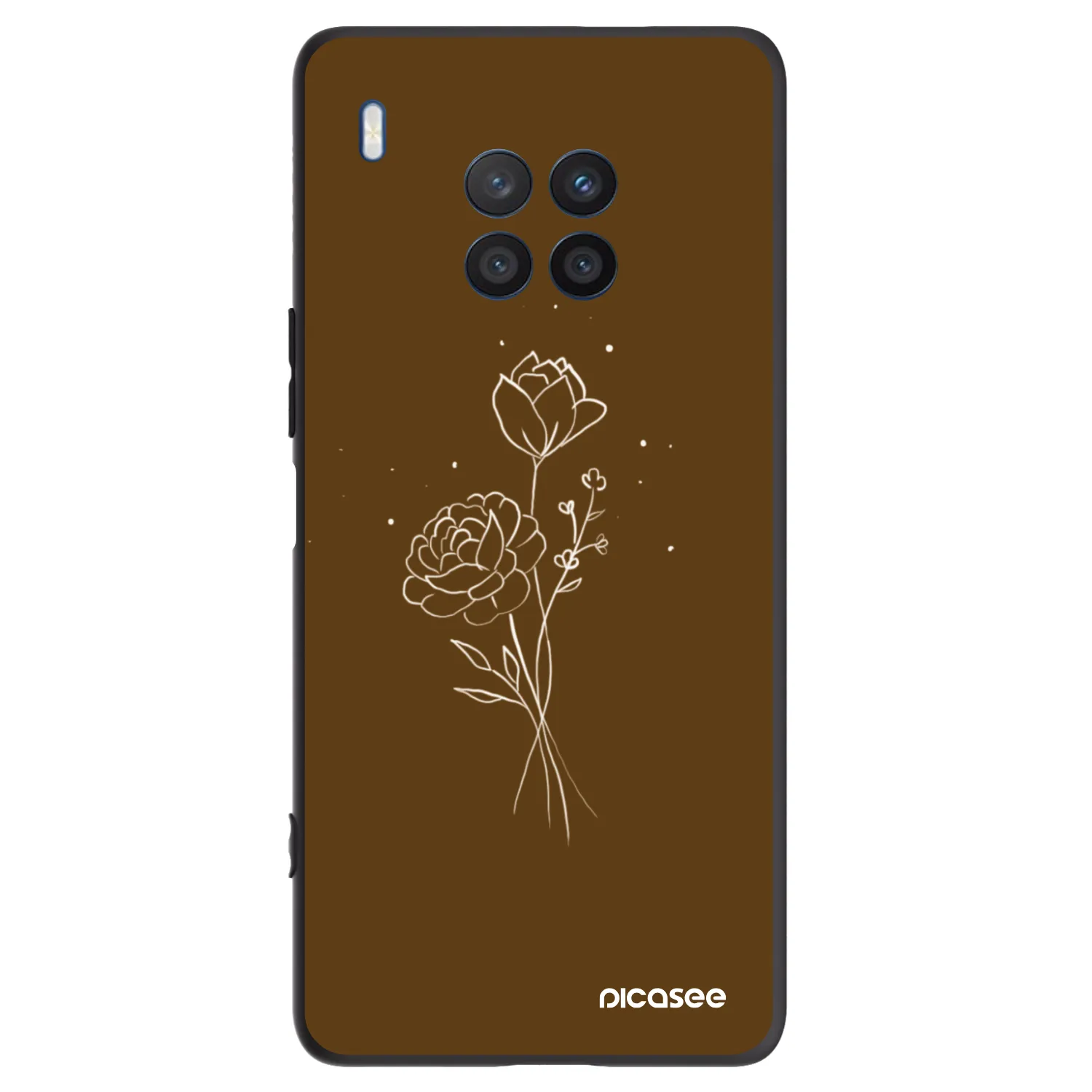 Picasee silikónový čierny obal pre Honor 50 Lite - Brown flowers