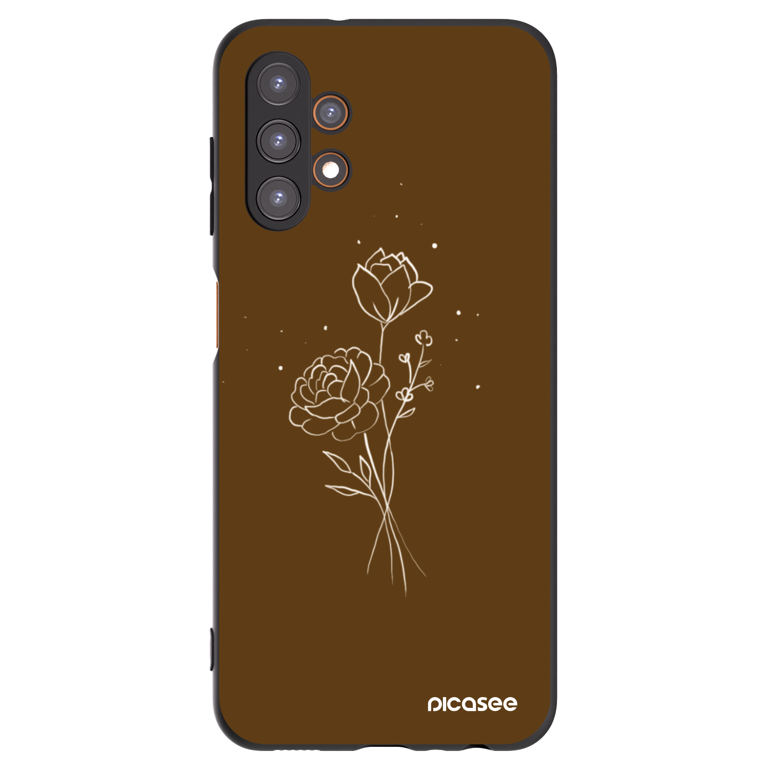 Picasee silikónový čierny obal pre Samsung Galaxy A13 4G A135 - Brown flowers