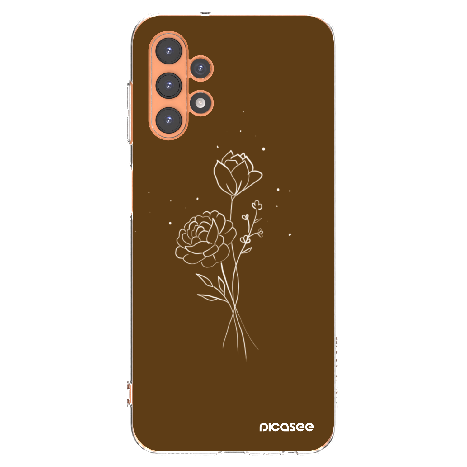 Picasee silikónový prehľadný obal pre Samsung Galaxy A13 4G A135 - Brown flowers