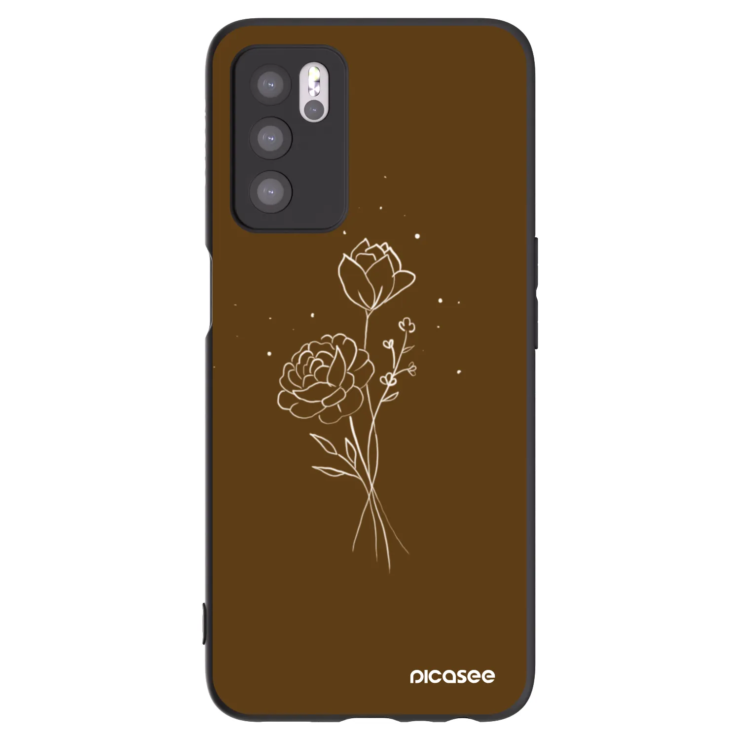 Picasee silikónový čierny obal pre OPPO A16 - Brown flowers