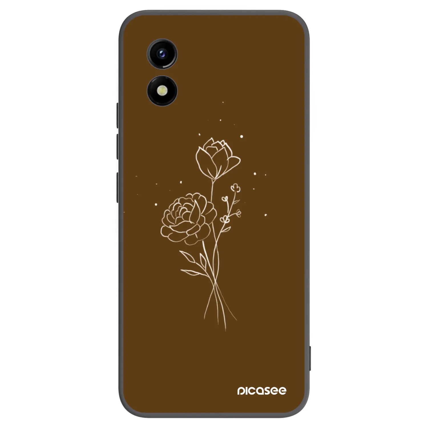 Picasee silikónový čierny obal pre Vivo Y01 - Brown flowers