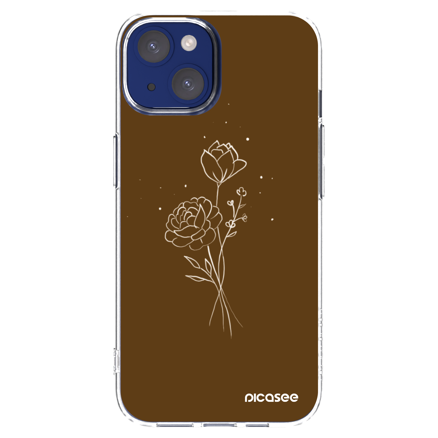 Silikónový prehľadný obal pre Apple iPhone 14 - Brown flowers