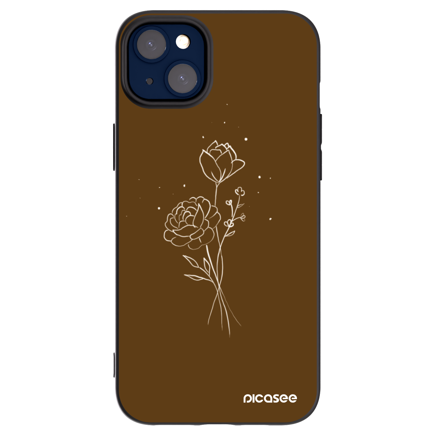 Picasee silikónový čierny obal pre Apple iPhone 14 Plus - Brown flowers